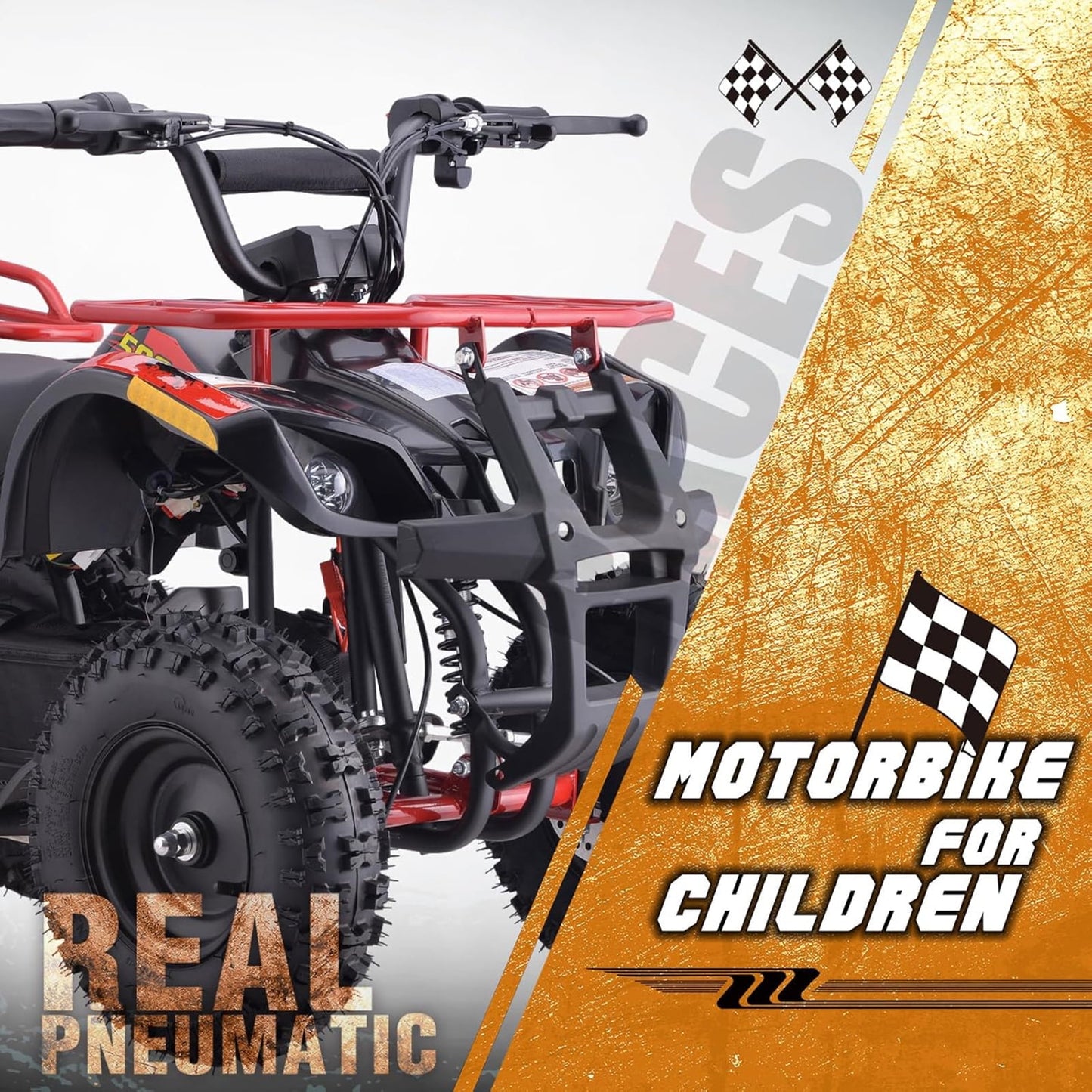 QEASET 500W 36V Battery Ride-On Off-Road 4-Wheeler – 15-Mile Range, Red