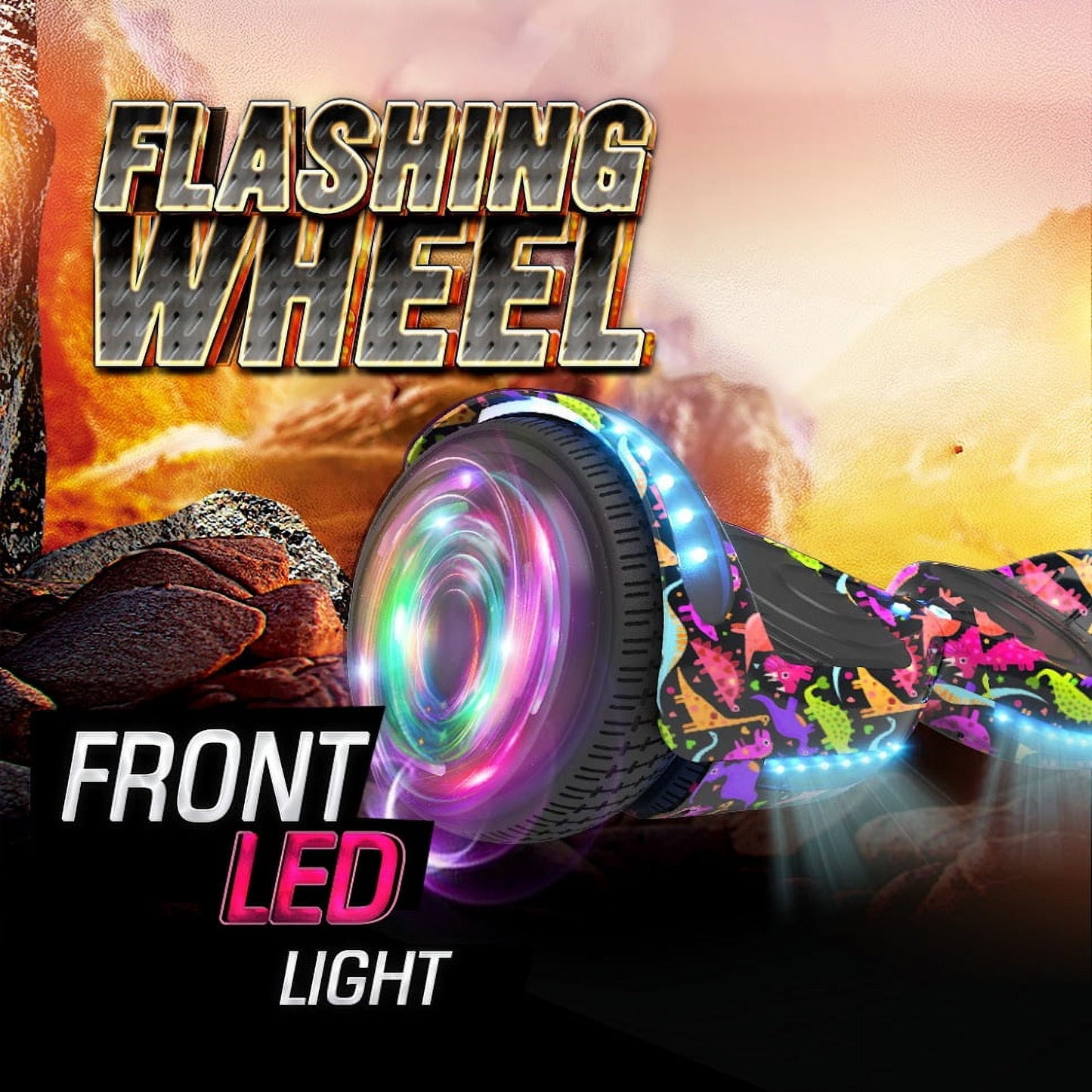 Hoverstar Flash Wheel Hoverboard 6.5 In., Bluetooth Speaker with LED Light, Self Balancing Wheel, Electric Scooter, Dinosaur