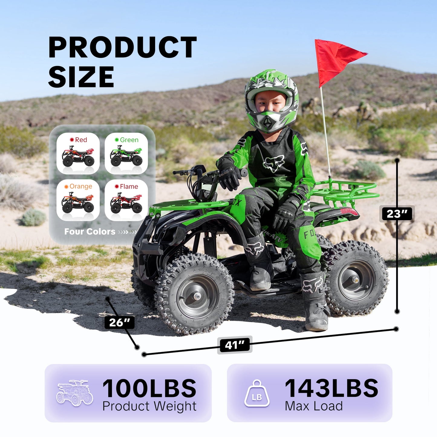 36V 500W Electric 4 Wheeler for age 12+,10/15 MPH Speed Adjustment,IVFJFV 12AH Battery Powered 4 Wheel with Safety Lock,Powered Ride-on Car Dual Shock Absorbers,LED Light,10" Off-Road Tires,