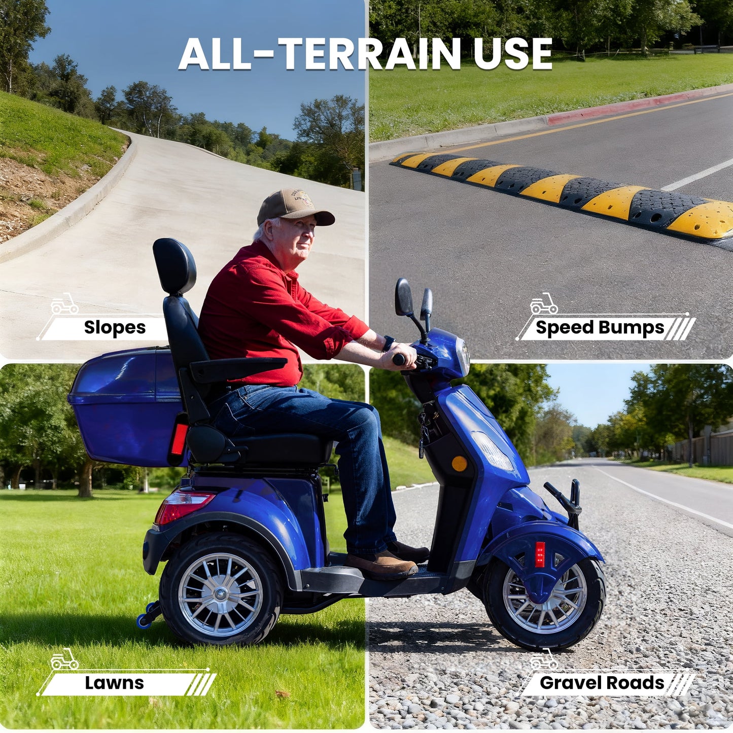 Tcdjtc 4 Wheel Mobility Scooters for Seniors, Adult Scooter with 800W Motor, Motorized Scooter for Adults, Heavy Duty Electric Scooter with 500 lb Capacity, 31 Miles Long Range, Instructions Included