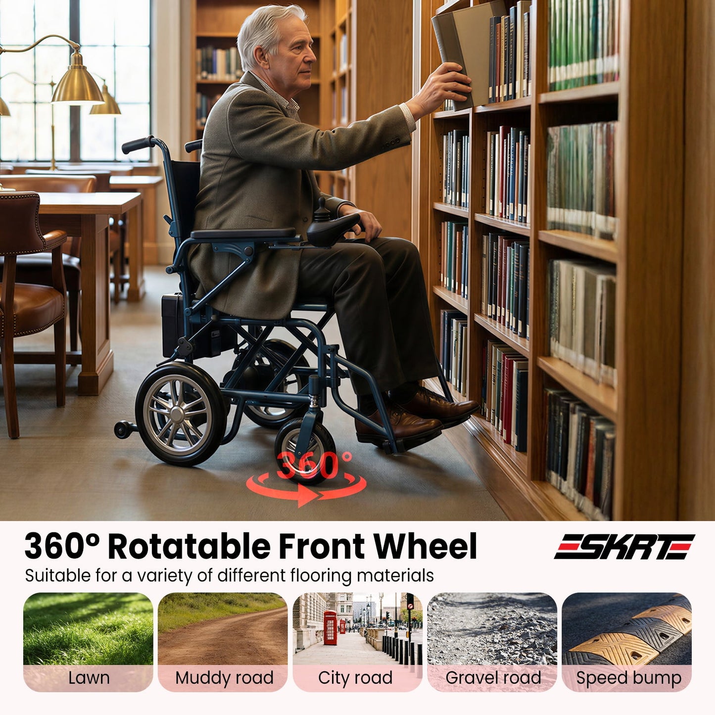 HOVERHEART 4-Wheel Foldable Travel Electric Wheelchair & Mobility Scooter – 286 lb Heavy-Duty Power Chair, 15 km Range(Blue)