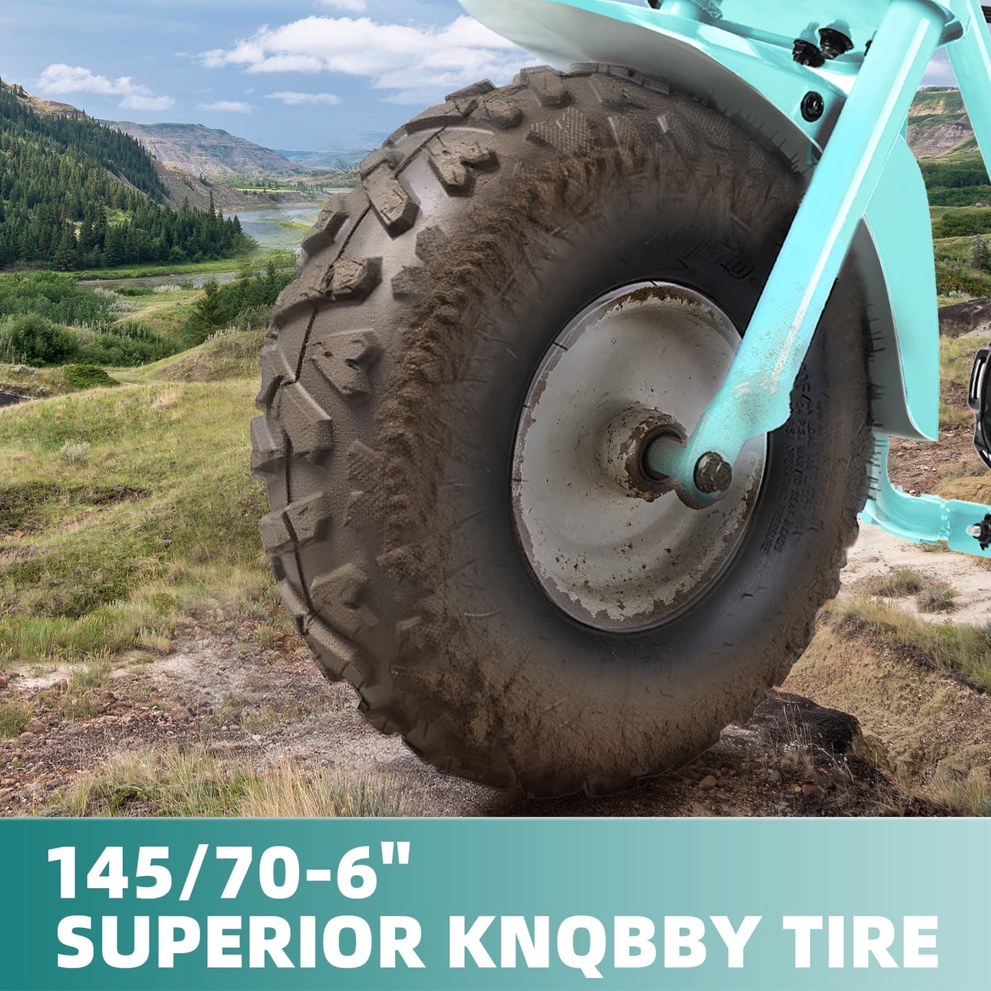 Aoemoe MB001 Gas Powered Mini Dirt Bike 99CC for Teens and Adults, 22MPH Off Road Motorcycle, Weight Support Up to 200 LBS - Teal