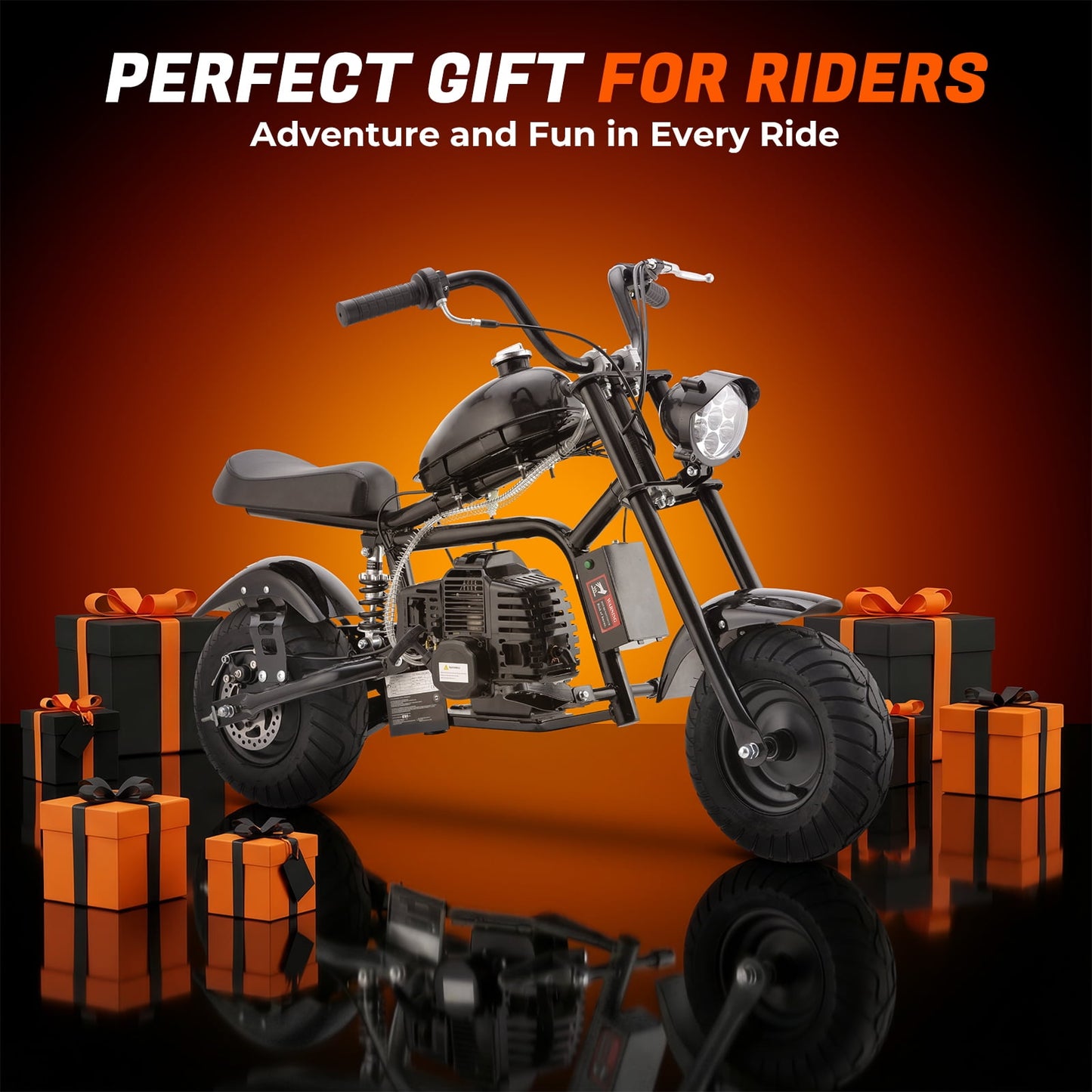 QEASET 39cc Gas Mini Bike,4-Stroke, Off-Road Ride-On Motorcycle, Top Speed 18 mph, 165 lb Capacity, Black