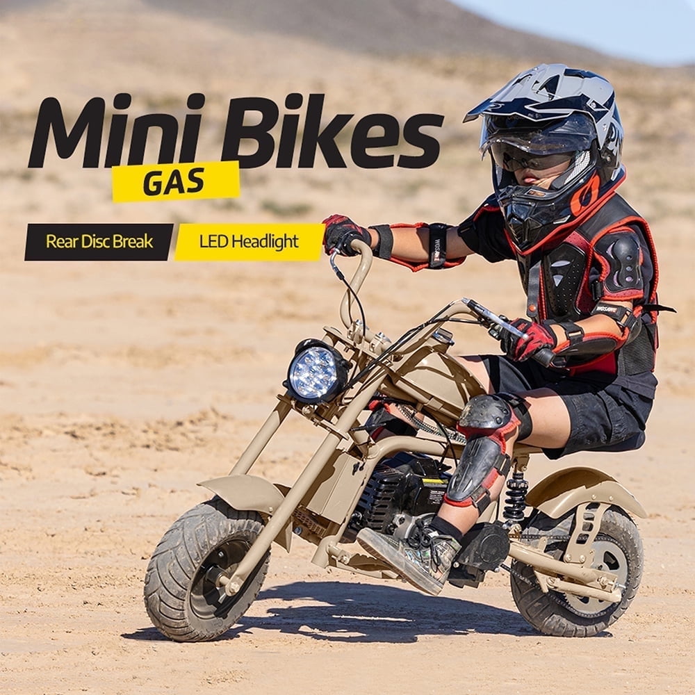 QEASET Mini Bike,Gas Powered Dirt Bike, 40 CC 4-Stroke,Off-Road Trail, with Big Headlight,Holiday Gifts