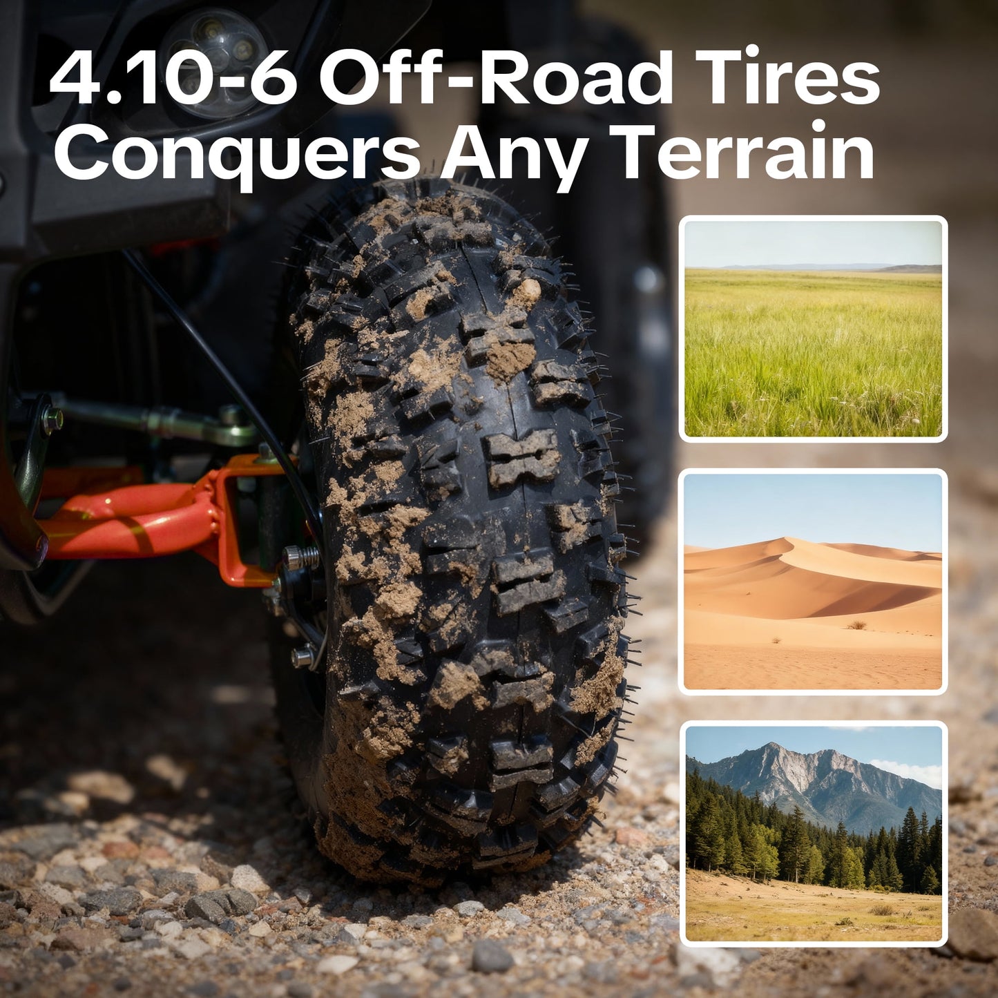 QEASET 500W 36V Battery Ride-On Off-Road 4-Wheeler – 15-Mile Range, Orange