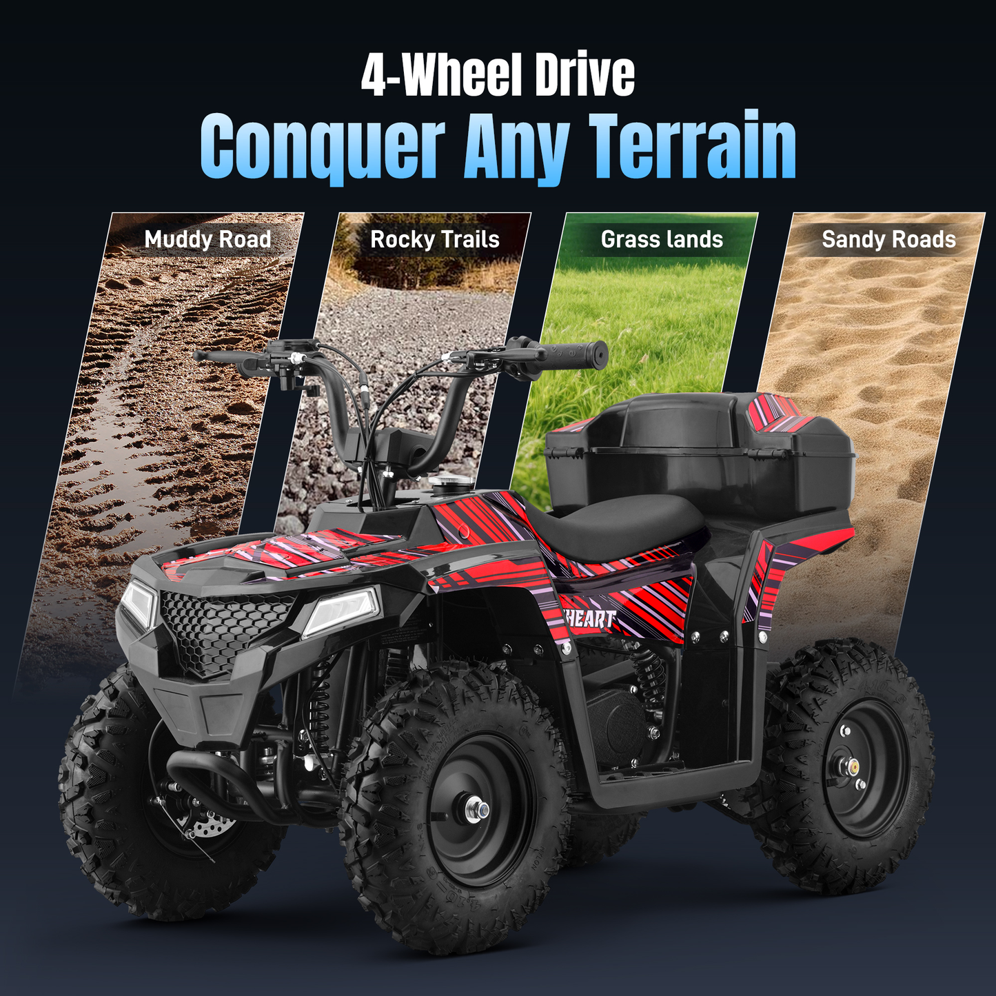 Aoemoe 40 cc Gas Off-Road Ride-On, 10-15.5 mph, Parent Speed Key, Red