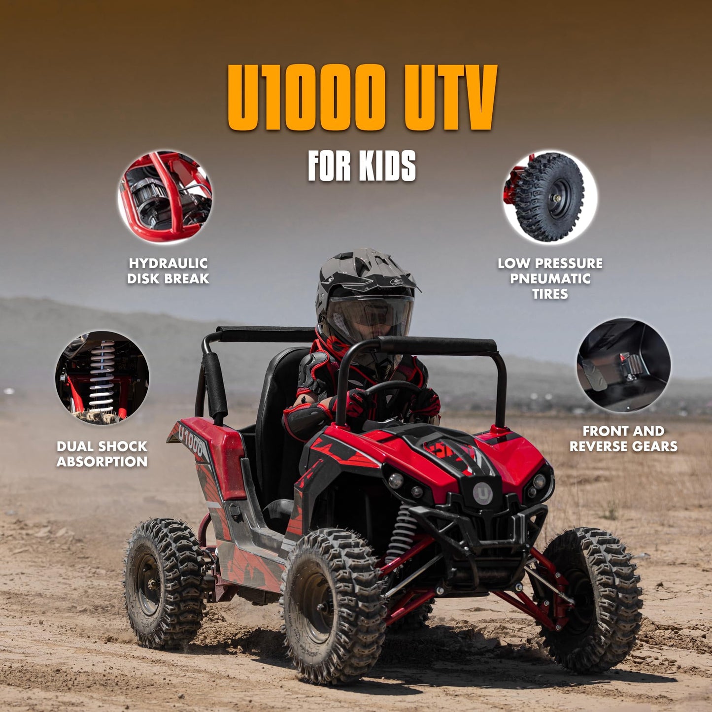 Aoemoe UTV Ride on Car (Large),Shock Absorber, 48V Electric Vehicles with Disk Brake, Gear Switch, Steel Frame, Off-Road Tire, Flexible Seat Belt and Seat, Three-Speed Parental Limit-Lock Function (Blue)