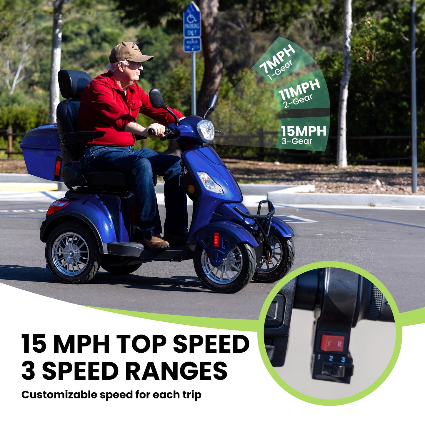 Tcdjtc 4 Wheel Mobility Scooters for Seniors, Adult Scooter with 800W Motor, Motorized Scooter for Adults, Heavy Duty Electric Scooter with 500 lb Capacity, 31 Miles Long Range, Instructions Included