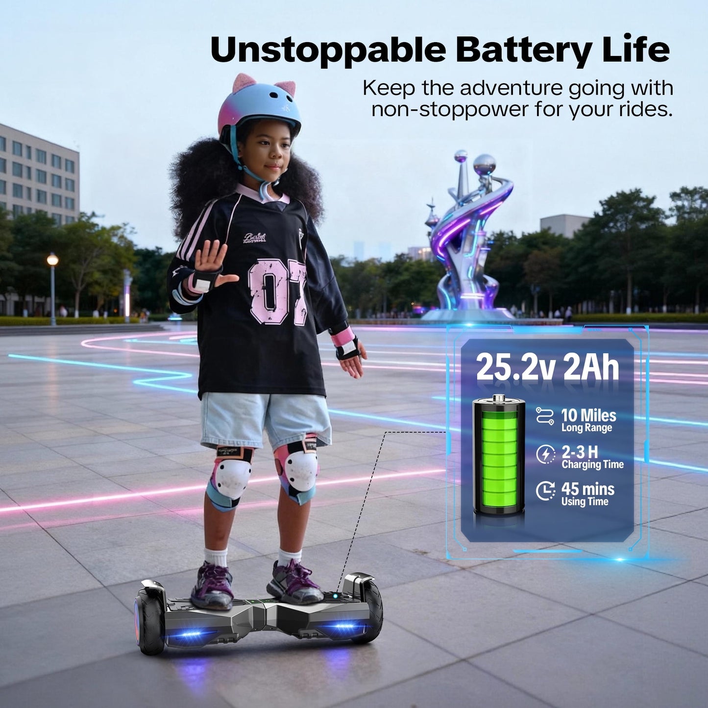 MOSTA All Terrain Self-Balance Scoote ,Electric Scooter Board for Kids & Adults with Bluetooth and Led Lights,6.5 inch,165 lbs capacity Perfect Gift