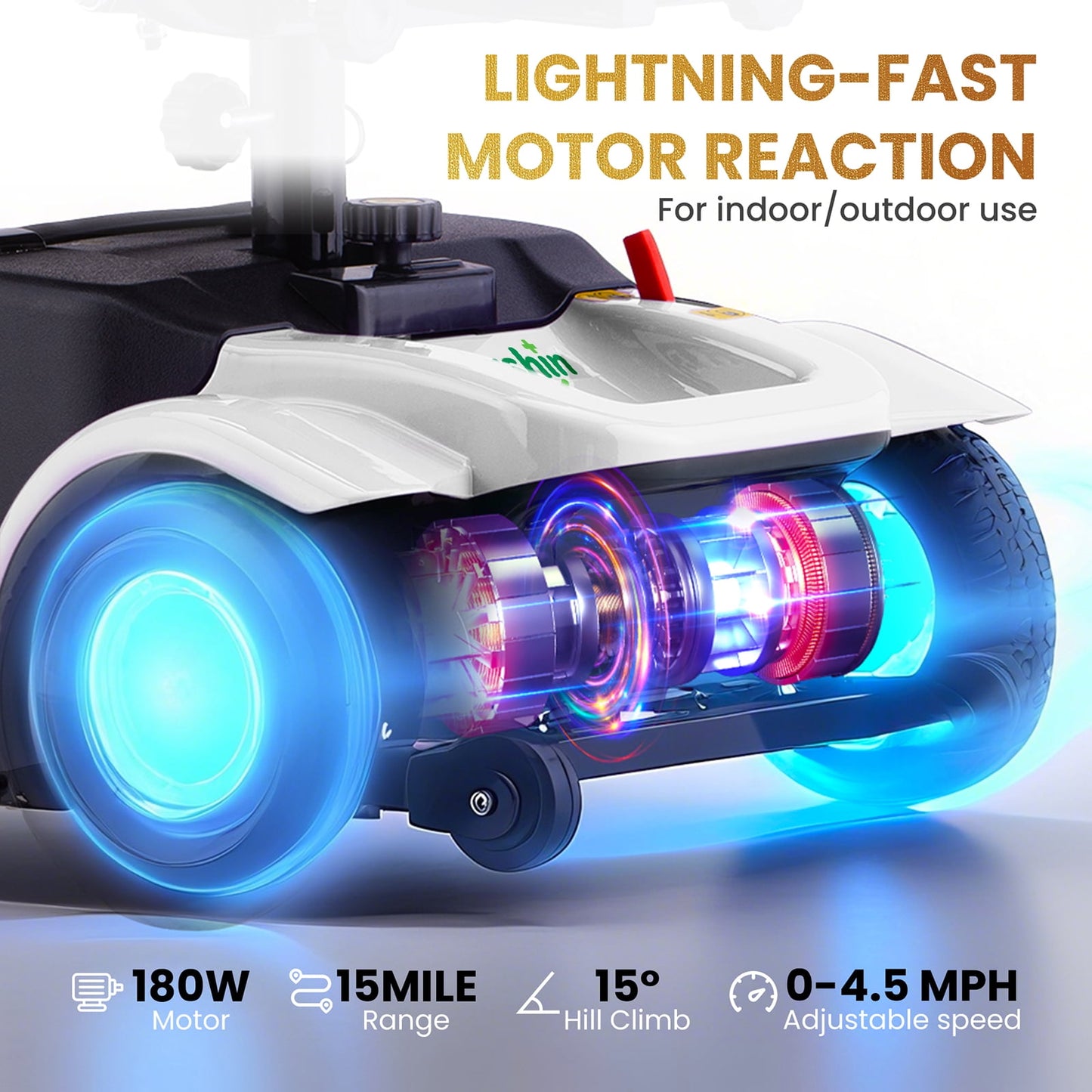 Arshin Mobility Scooter,4 Wheel Mobility Scooter for Adults,Senior,Electric Powered Wheelchair Chargeable Device for Travel,Silver
