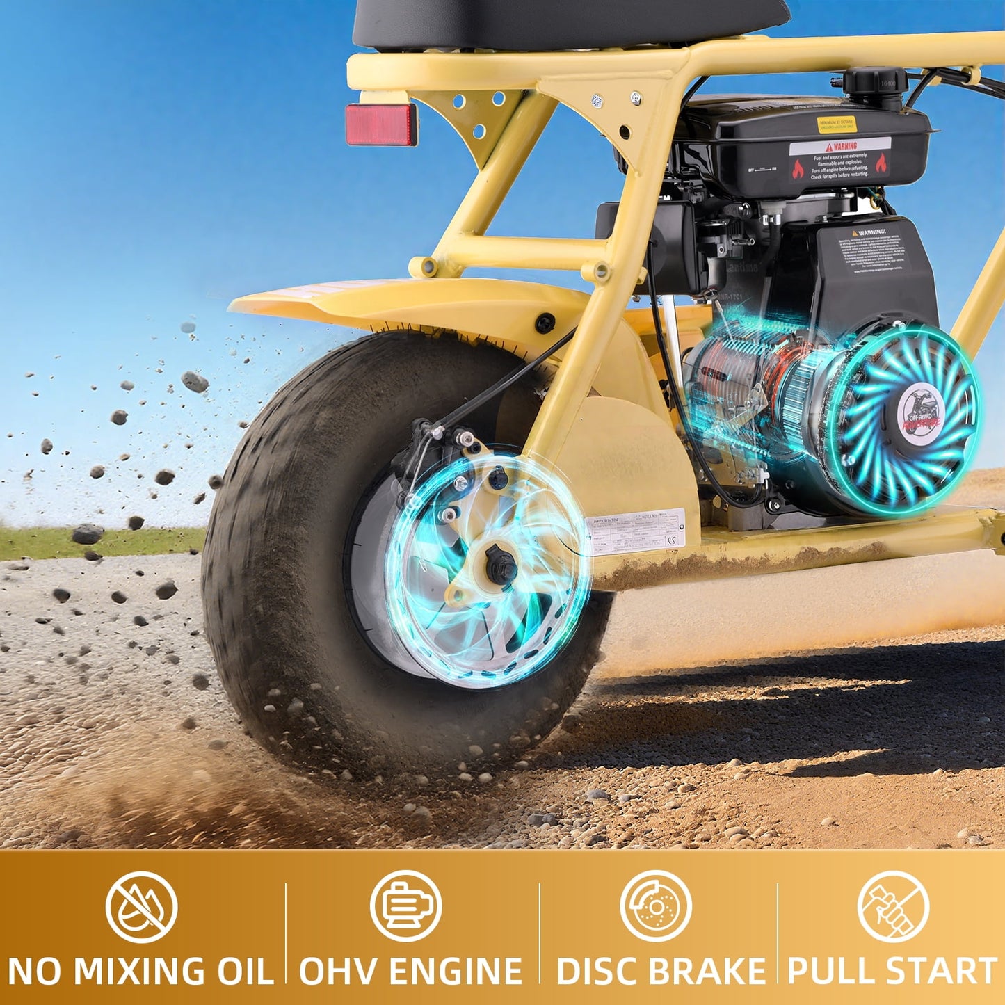 Aoemoe 4-Stroke 99cc Mini Dirt Bike, Yellow