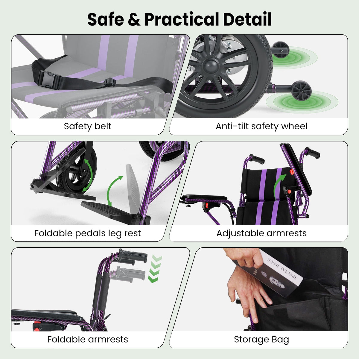 Ostrina Portable Electric Wheelchair,Lightweight Foldable,20+ Miles