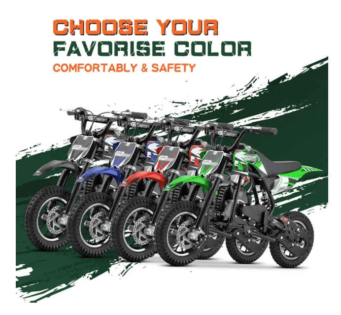 Aoemoe Mini Kid Dirt Bike, 49 CC 2-Stroke Gas Bike with Off-Rode Tire, Suspensions, Disc Brakes, Max Load 160Lbs, Up to 20Mph, EPA Approved