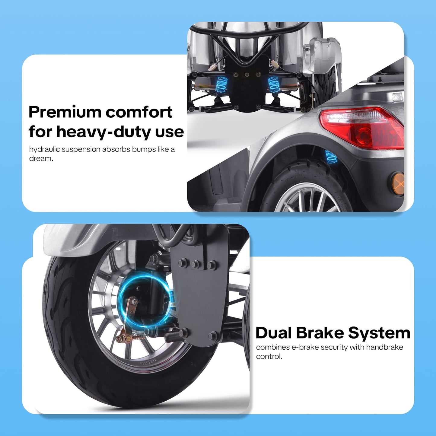Arshin Heavy Duty 4 Wheel Mobility Scooters for Seniors & Adults 500lbs Capacity,800W All Terrain Electric Recreational Scooter