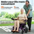 Arshin Electric Wheelchairs for Adults 15+ Miles Range,Silent Electric Wheelchair Lightweight Foldable with 360°Joystick,All Terrain Dual Motors,397 lbs Capacity(Purple)
