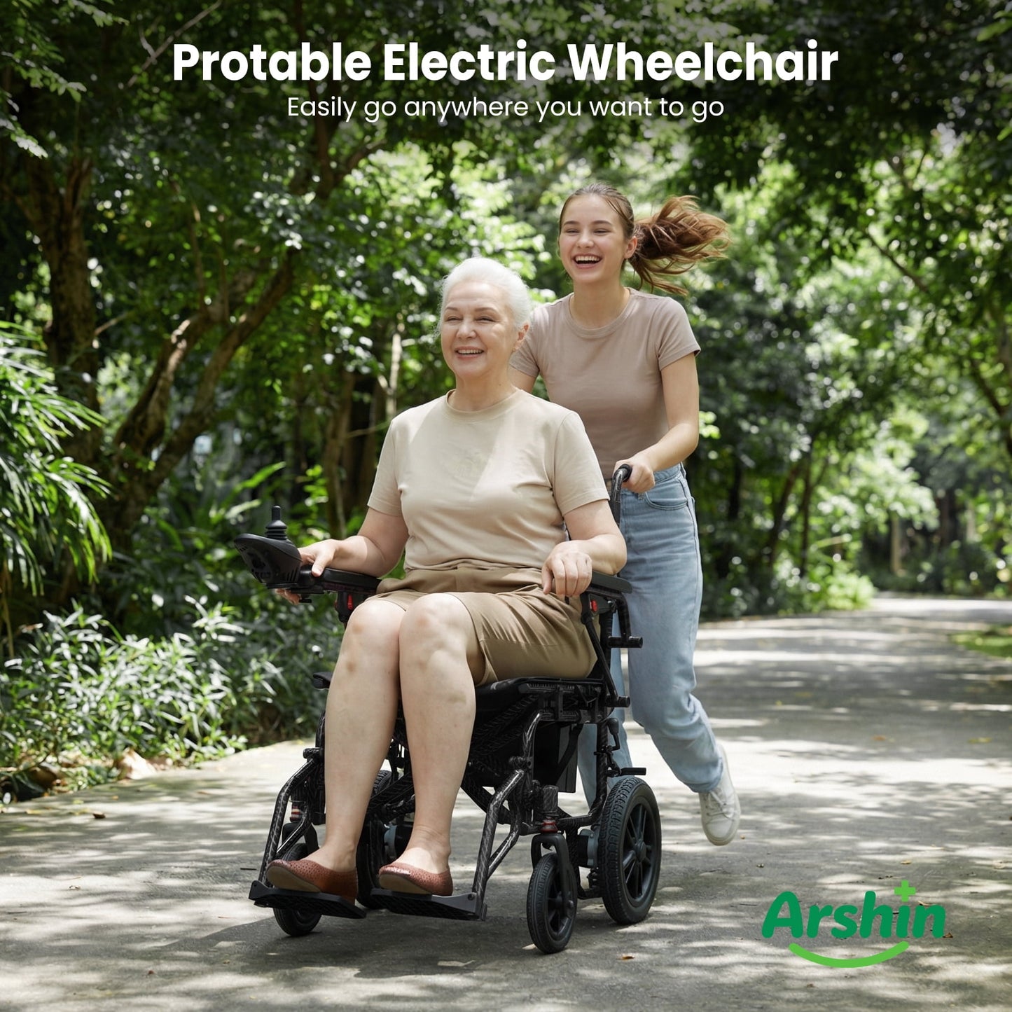 Arshin Electric Wheelchair Lightweight Foldable,20+ Miles Electric Wheelchairs for Adults,360°Joystick Motorized Wheelchair,286+ lbs Capacity,Black