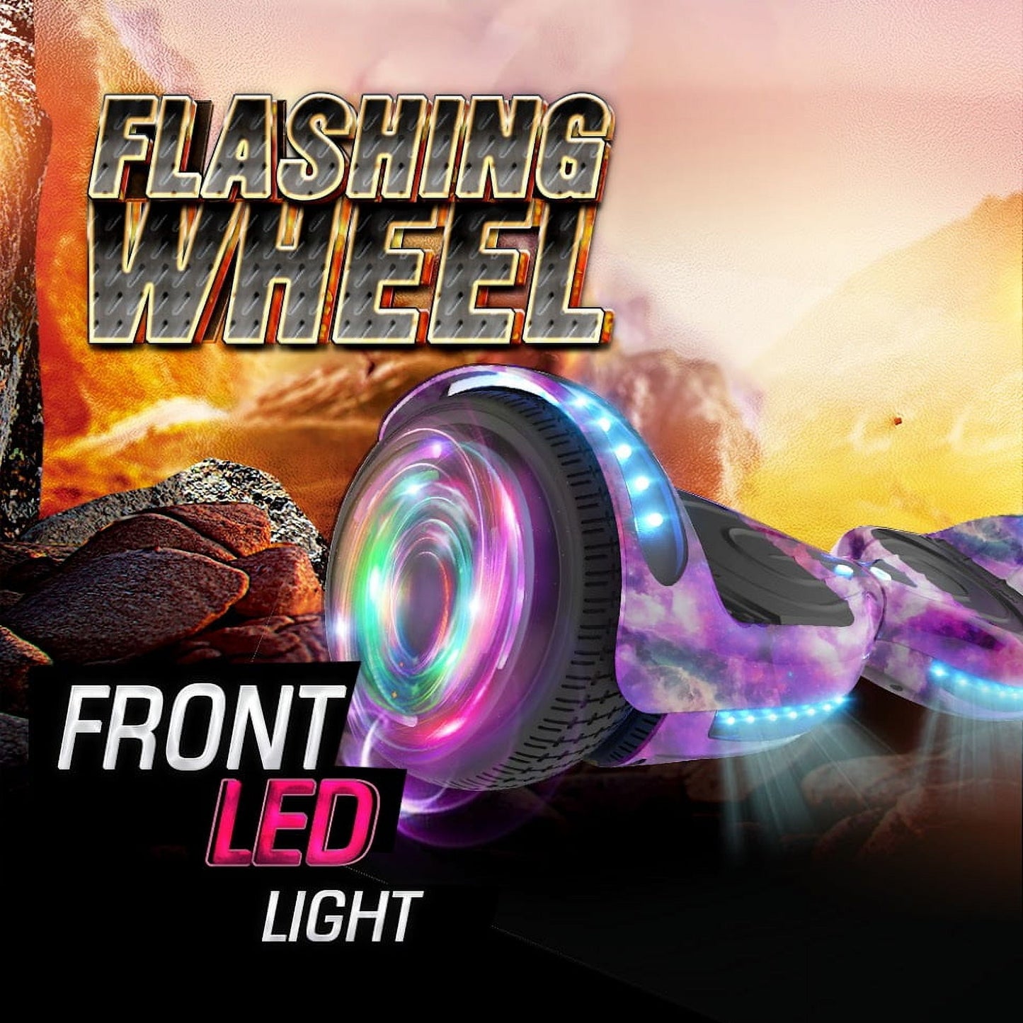 Hoverstar Flash Wheel Hover board 6.5 In. Bluetooth Speaker with LED Light Self Balancing Wheel Electric Scooter , Galaxy