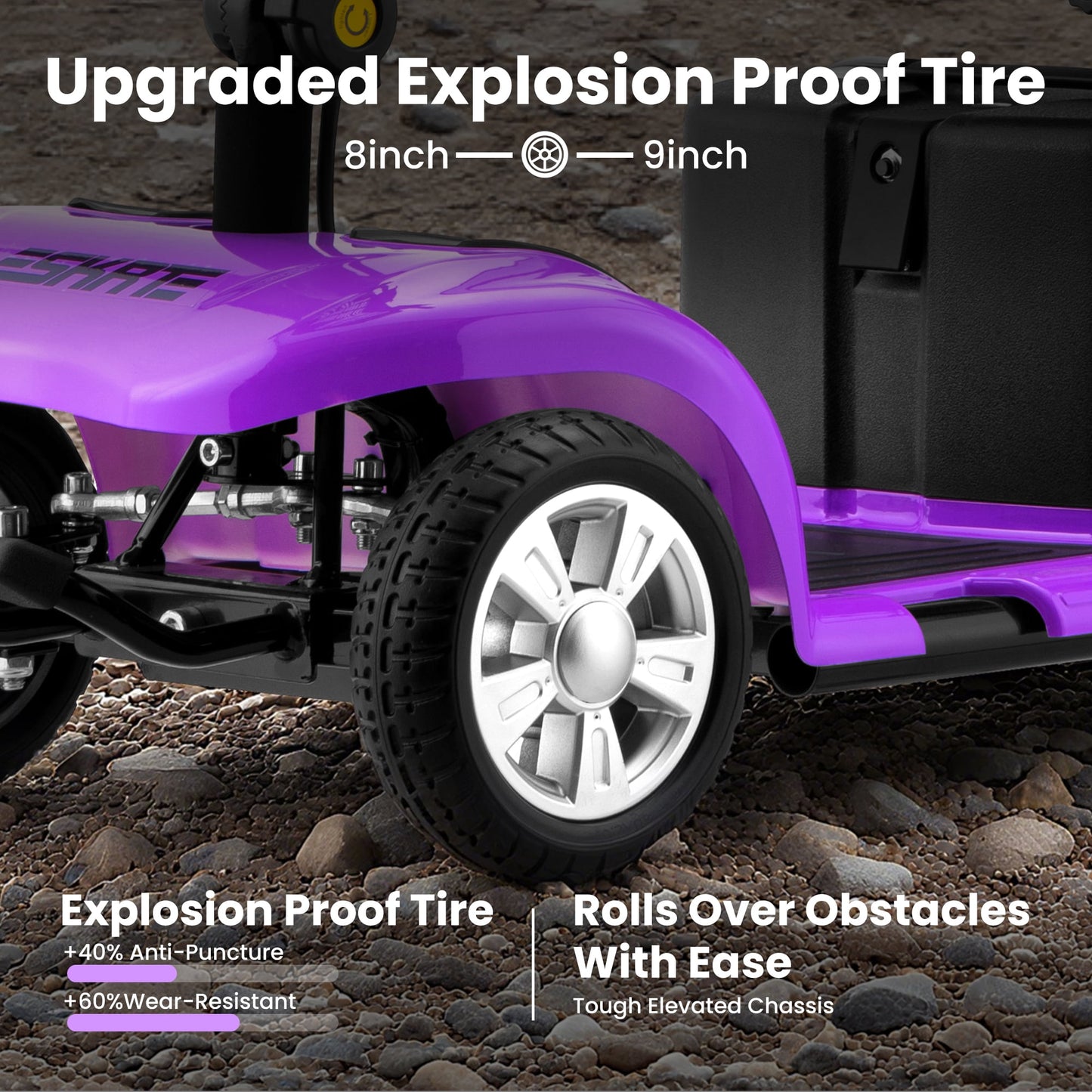 Arshin Improve 4 Wheel Mobility Scooter for Seniors,Foldable Powered Mobile Wheelchair for Adult 300lbs,Purple
