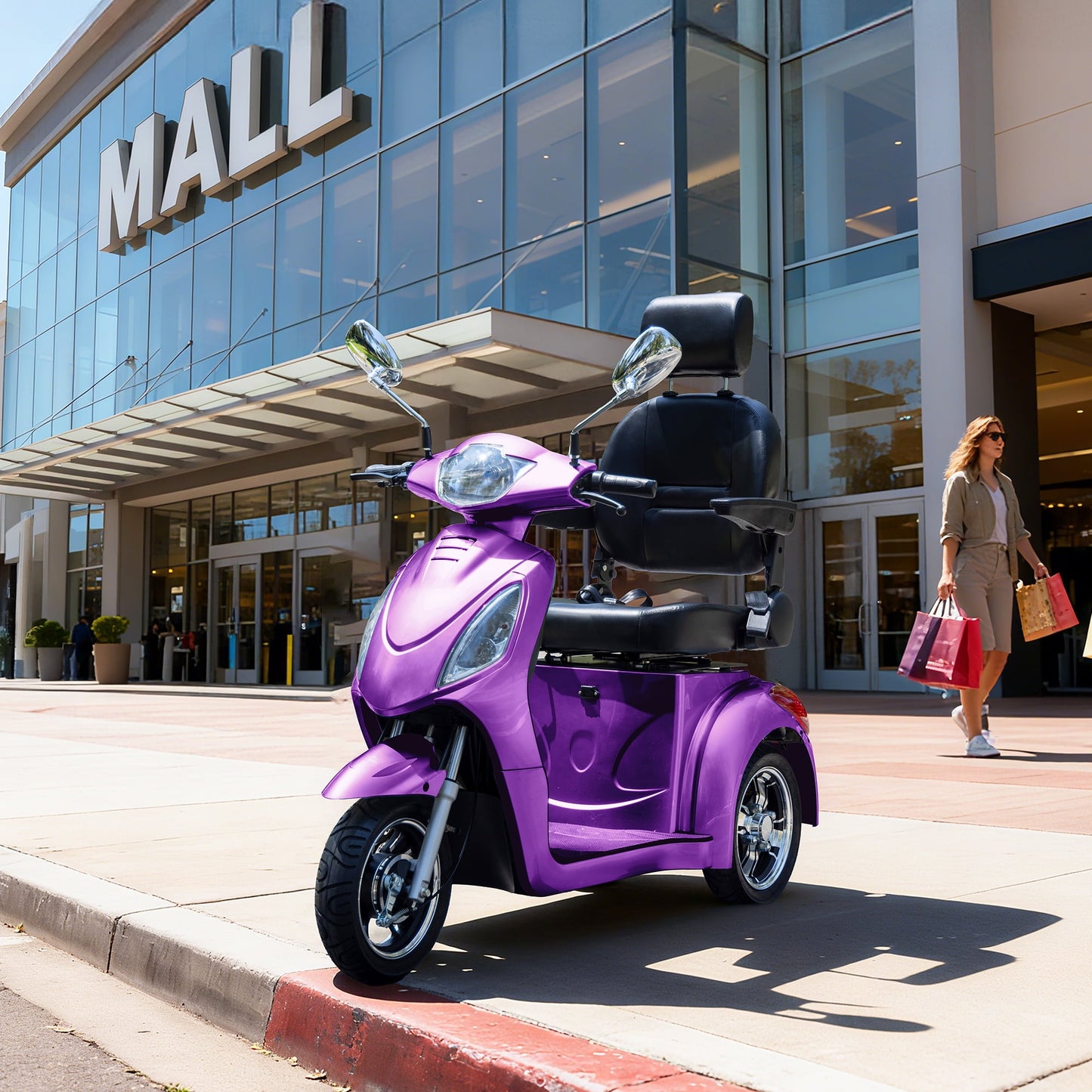New & Improved 3-Wheel Mobility Scooter for Adults & Seniors - 500 lb Heavy Duty Capacity,31-Mile Range,800W Power for Outdoor Use by Arshin,All-Day Riding,Easy to Use(Purple)