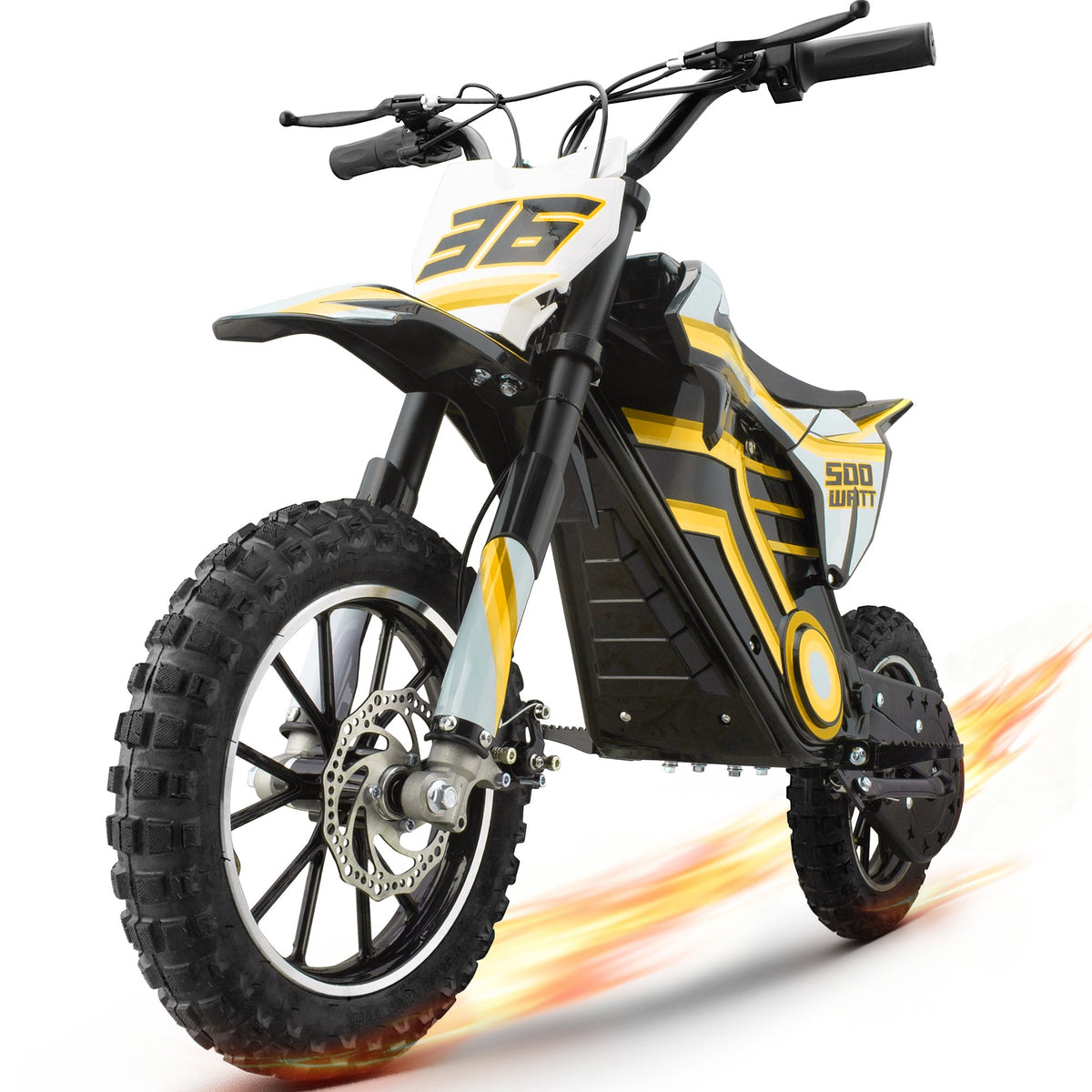 Arshin 500W Electric Dirt Bike for Kids Ages 8-14,23 Mile Range,15 MPH Adjustable,Zero Maintenance! Ideal Off-Road Birthday Gift with Dual Suspension,Disc Brake,165 Lbs Load(Yellow)