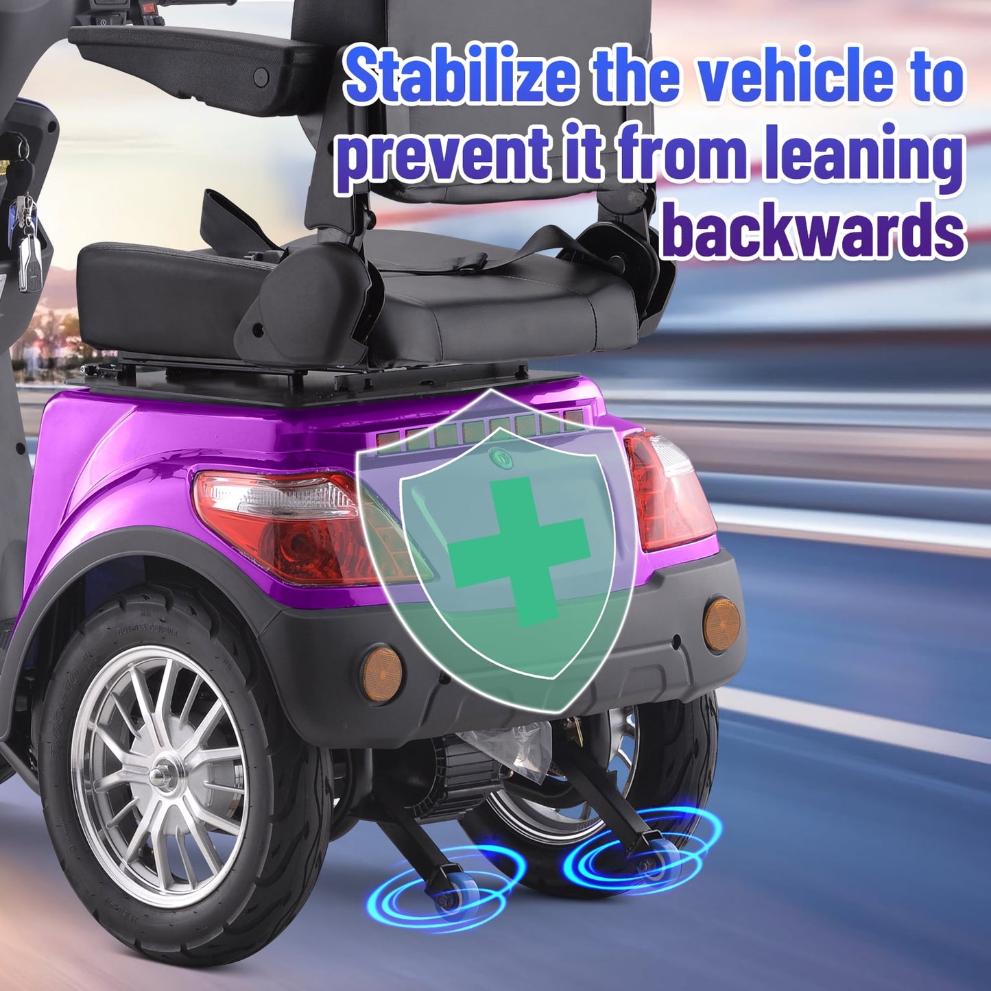 Aoemoe Electric Heavy Duty Mobility Scooters, Large 3-Wheels Wheelchair Device, 500 LBS Capacity for Seniors & Adults, Speed Adjust, Remote Key, Ship Fully Assembled and Ready to Ride (Purple)