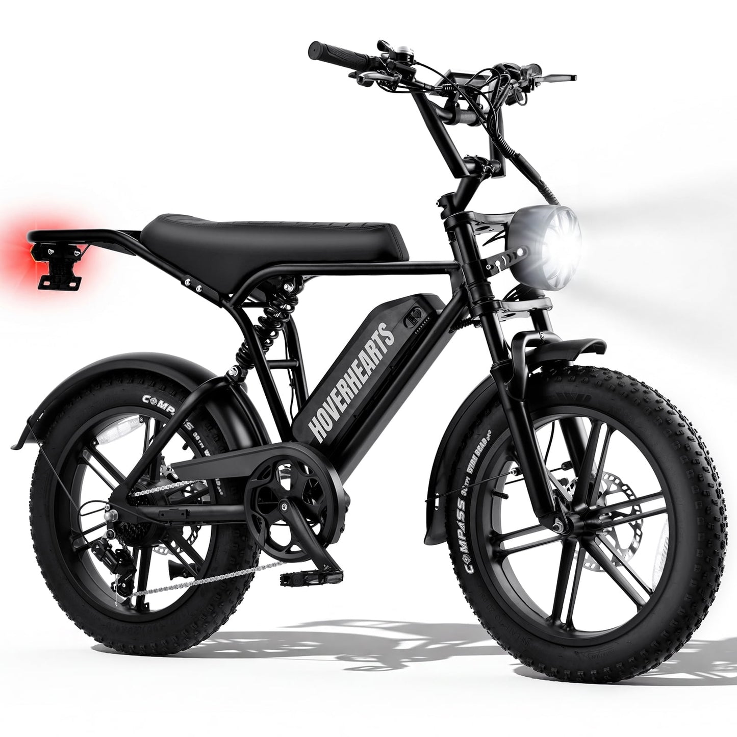 HOVER HEART 20" Fat Tire E-Bike 500W Electric Bicycle for Adults 48V 15Ah 28mph 7 Speed Hydraulic Brakes Retro Style Electric Bike with LCD Display