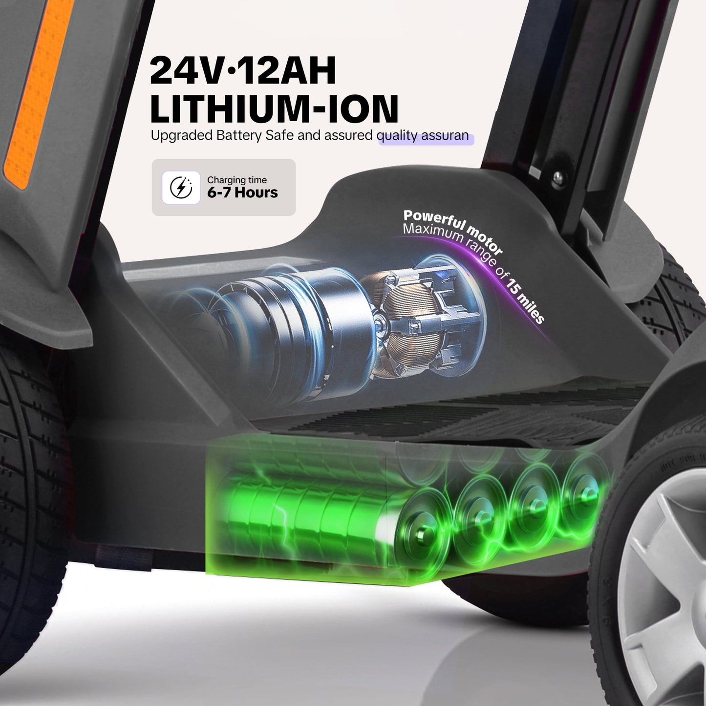 Ultra Lightweight 88lbs Mobility Scooter for Seniors,Arshin Foldable Electric Wheelchair,15 Miles Lithium Battery,300lbs Strong Device for Travel,Legroom for Big & Tall,Silver