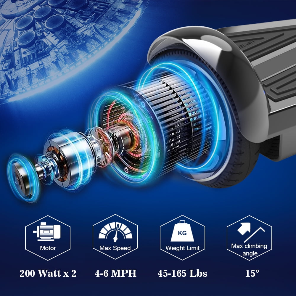 MOSTA All Terrain Self-Balance Scoote ,Electric Scooter Board for Kids & Adults with Bluetooth and Led Lights,6.5 inch,165 lbs capacity Perfect Gift