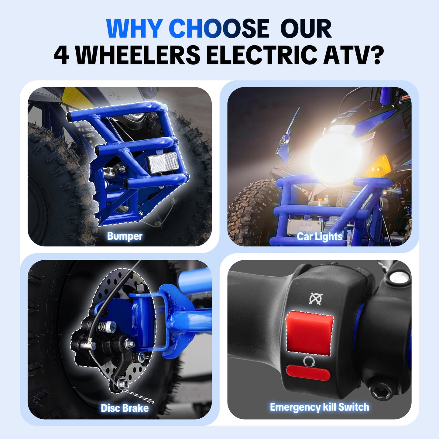 QEASET 500W Sport Ride – 15 mph Speed, 36V Battery, 45–60 Min Run Time, Blue