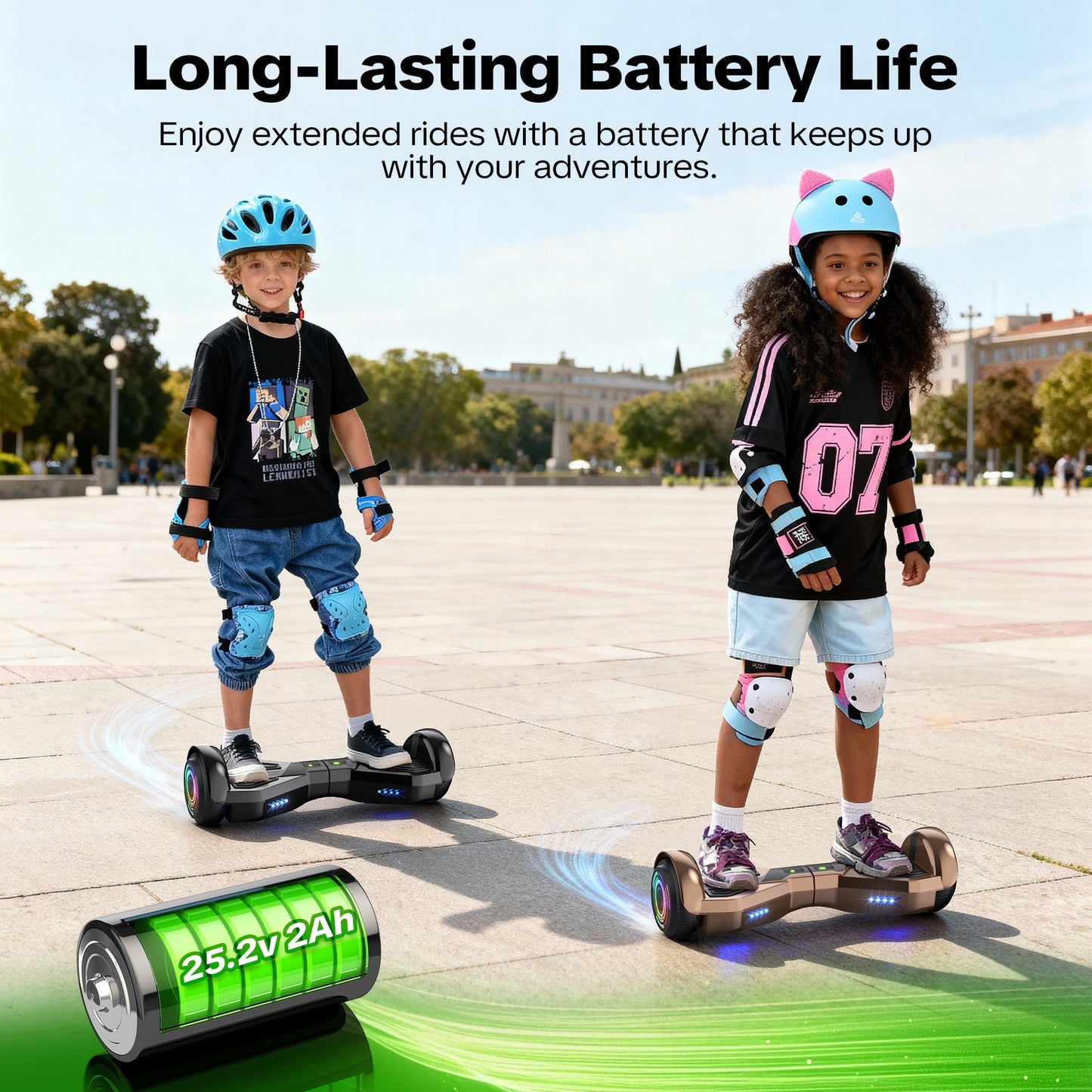 Off Road Electric Scooter with LED Lights & 400W Motor, Tcdjtc Self-Balance Scooter for Kids, Electric Scooter with Bluetooth Speakers, Kids Scooter with 9MPH Max Speed, All Terrain Scooter