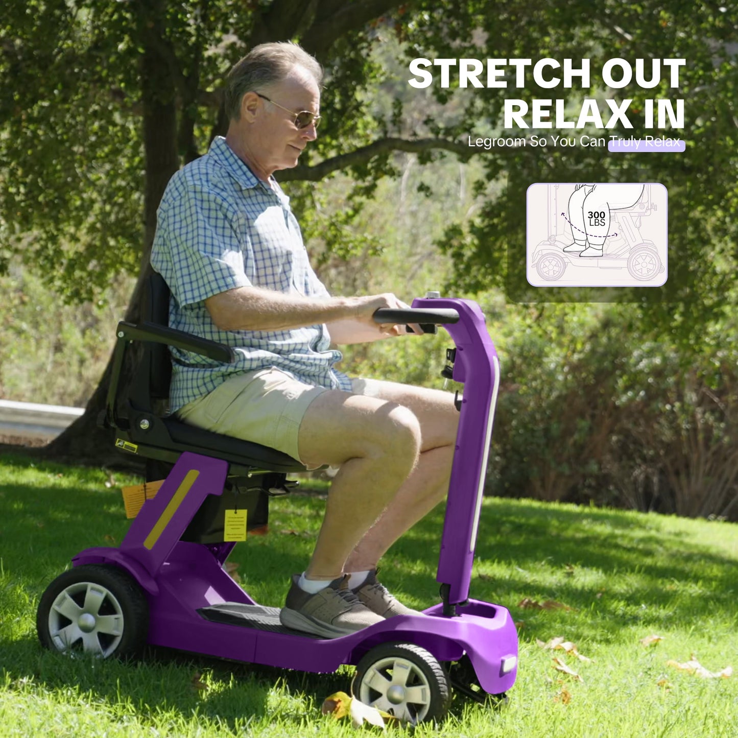 Upgrade Heavy Duty Mobility Scooter for Seniors-Electric Powered Wheelchair,Trunk-Friendly! Best Gift for Mom & Dad,Supports 300 lbs(Purple)