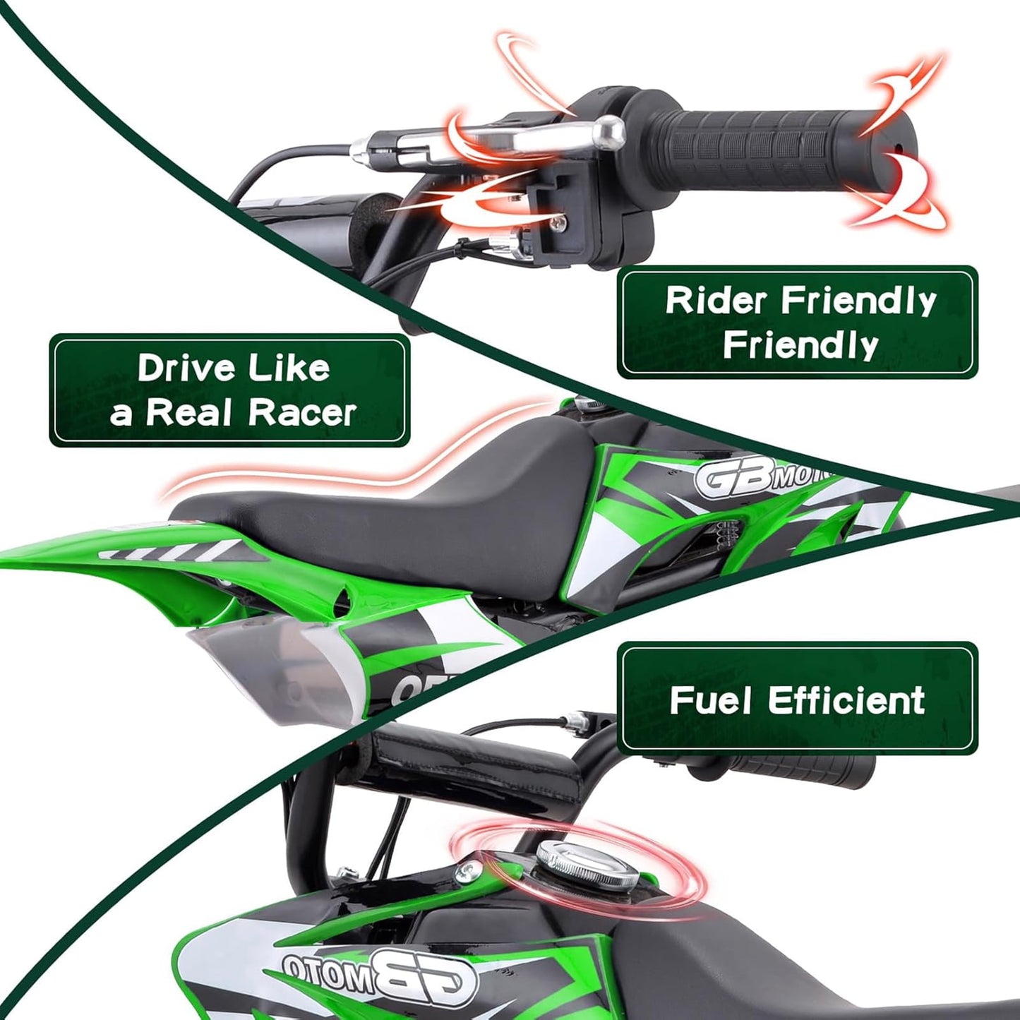 Arshin 50cc 2-Stroke Gas Dirt Bike - 20 MPH Max Speed,Disc Brakes,Perfect Youth & Adult Beginner Pit Bike(Green)