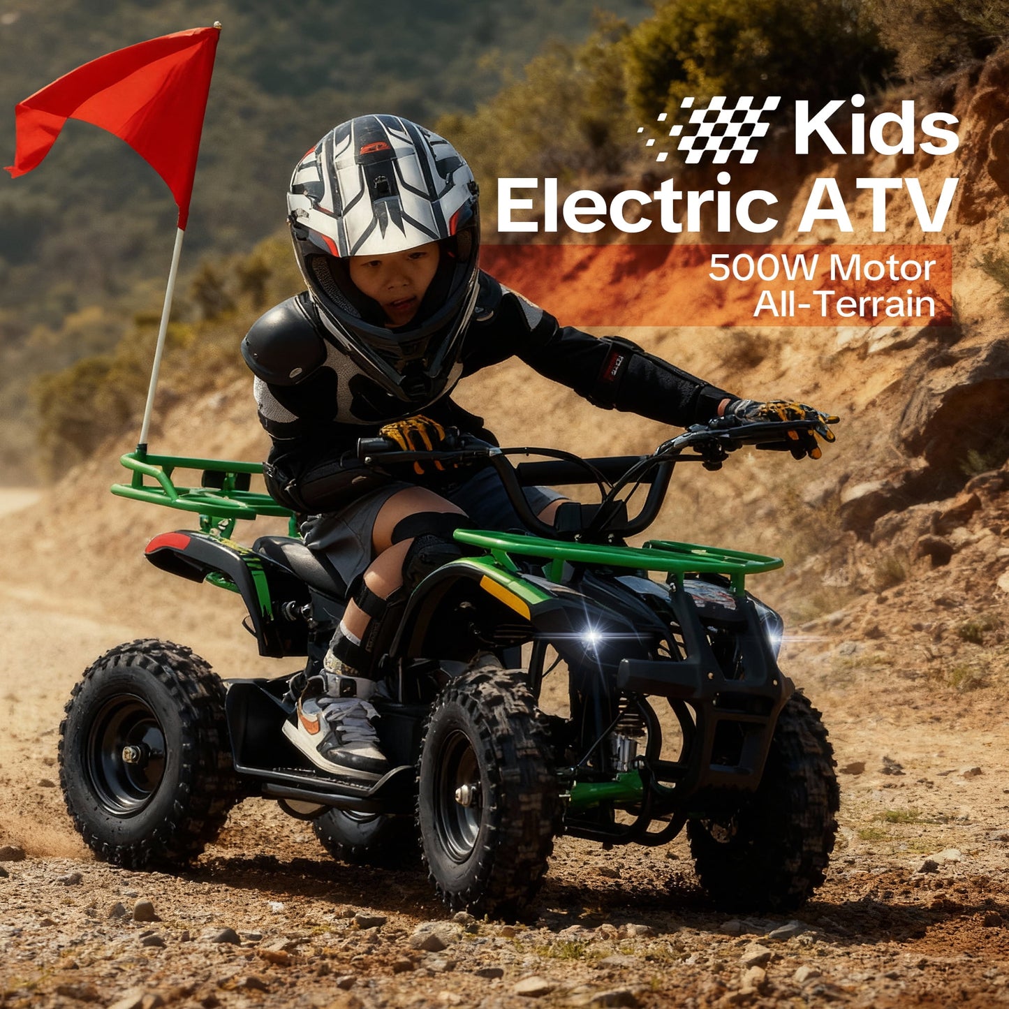 All-Terrain 4 & Wheeler,15 mph Variable Speeds,Sunderwell 500W 36V High-Torque Motor,Parent Control,15 Miles(Green)