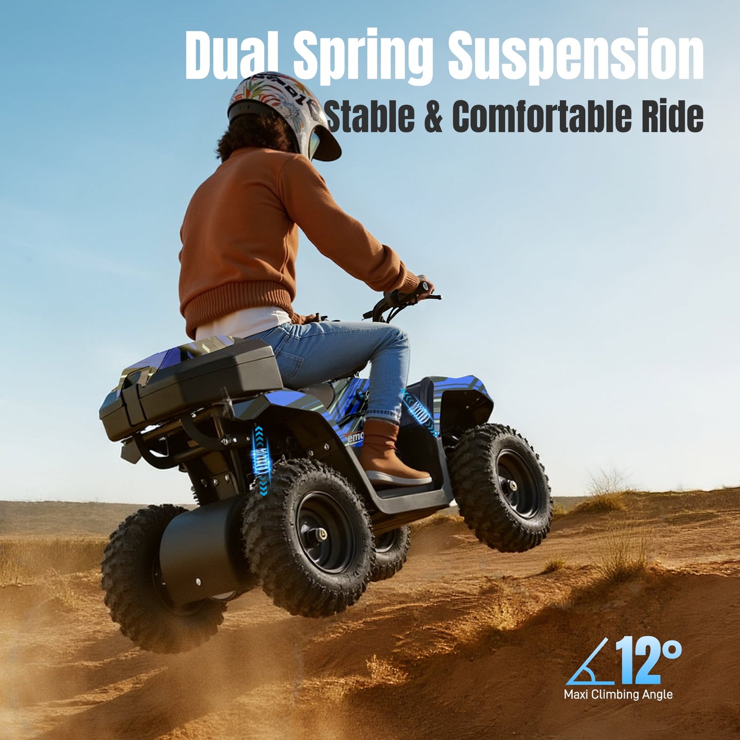 All-Terrain 25 Miles Ride on Toys,Arshin Powerful Kids Toy Vehicle,15.5 mph Variable Speeds,Parent Control,Suspension,Disc Brake,Suspension,Perfect Gift(Blue)