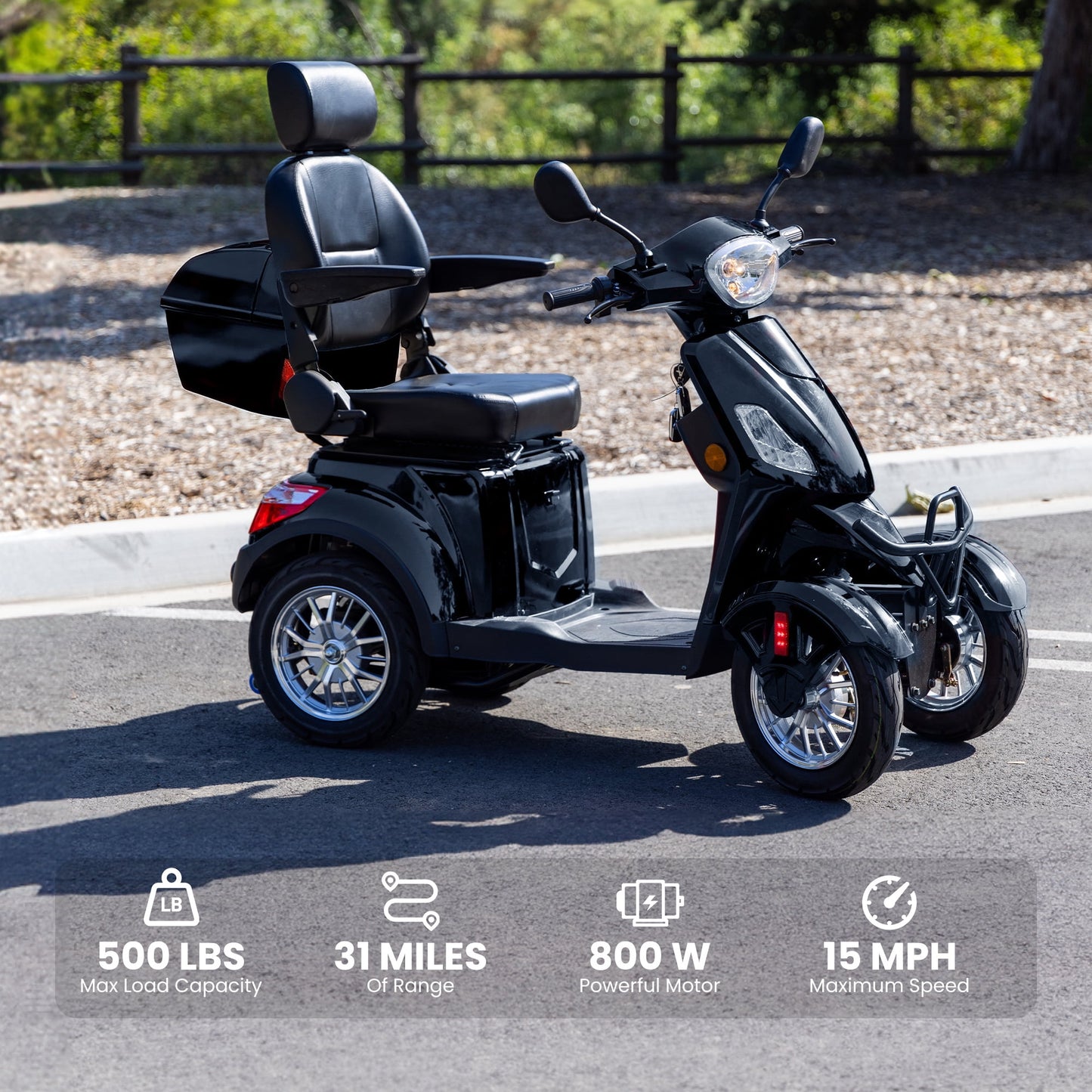 Tcdjtc 4 Wheel Mobility Scooters for Seniors, Adult Scooter with 800W Motor, Motorized Scooter for Adults, Heavy Duty Electric Scooter with 500 lb Capacity, 31 Miles Long Range, Instructions Included