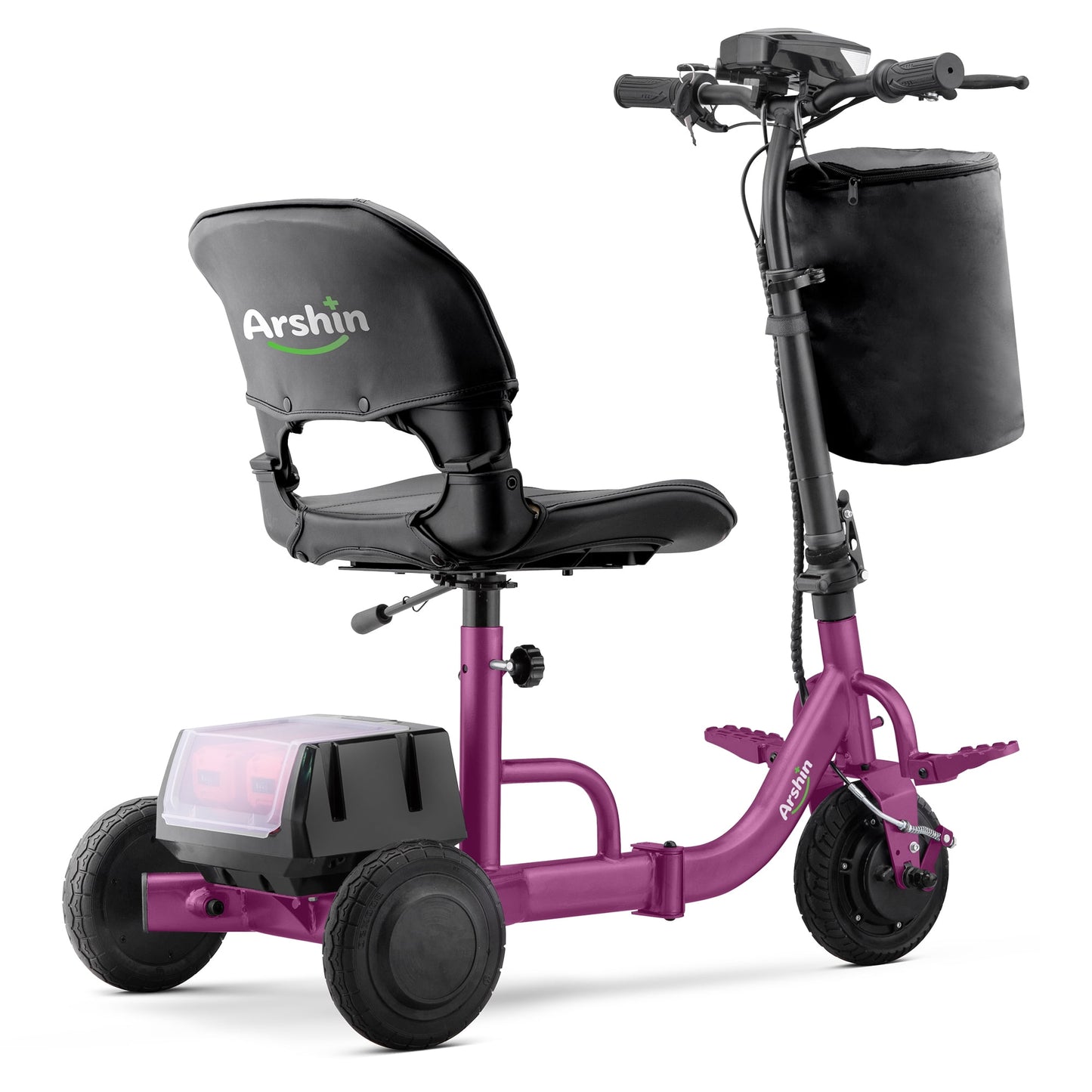 Upgrade Mobility Scooter Lightweight Foldable,All Terrain Mobility Scooters for Seniors & Adults,Arshin 300lbs Mobility Aids for Elderly,2 Batteries,Variable Speed(Purple)