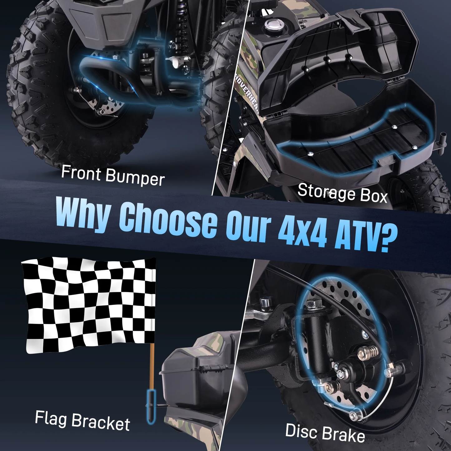 Aoemoe 40 cc Gas Off-Road Ride-On, 10-15.5 mph, Parent Speed Key, Green Camo