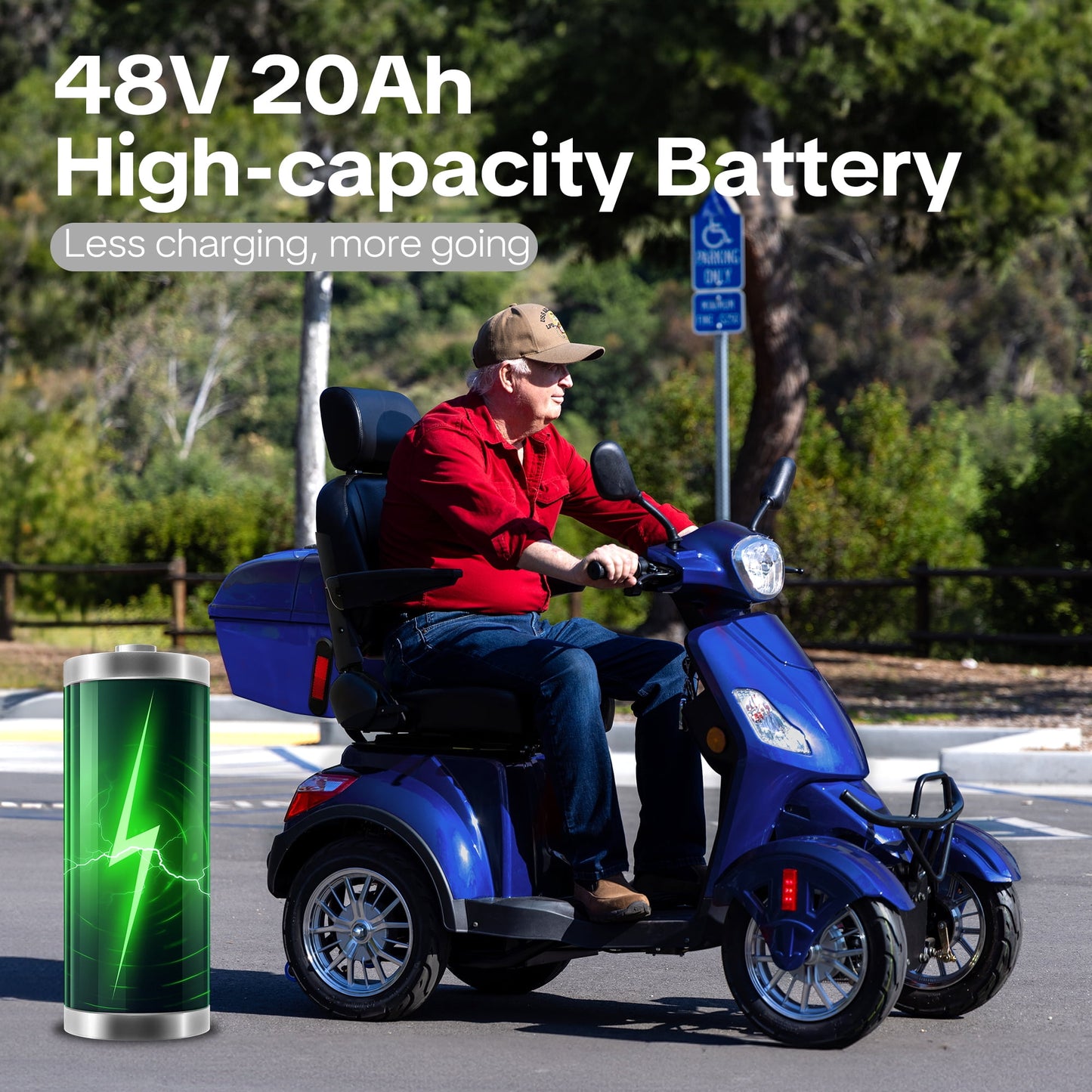 Upgrade Heavy Duty 4 Wheel Mobility Scooters for Seniors & Adults 500lbs Capacity,Arshin 800W All Terrain Fast Mobility Scooter for Travel,Electric Powered Chair,25 Miles Rang,Remote Key(Blue)