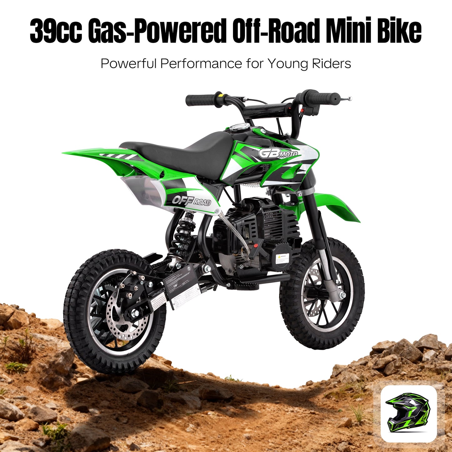 Aoemoe Kids Dirt Bike, Perfect Starter Gas Dirt Bike for adventure,Sturdy 40cc dirt bike for Beginner 45×24×16in,4-Stroke,GREEN