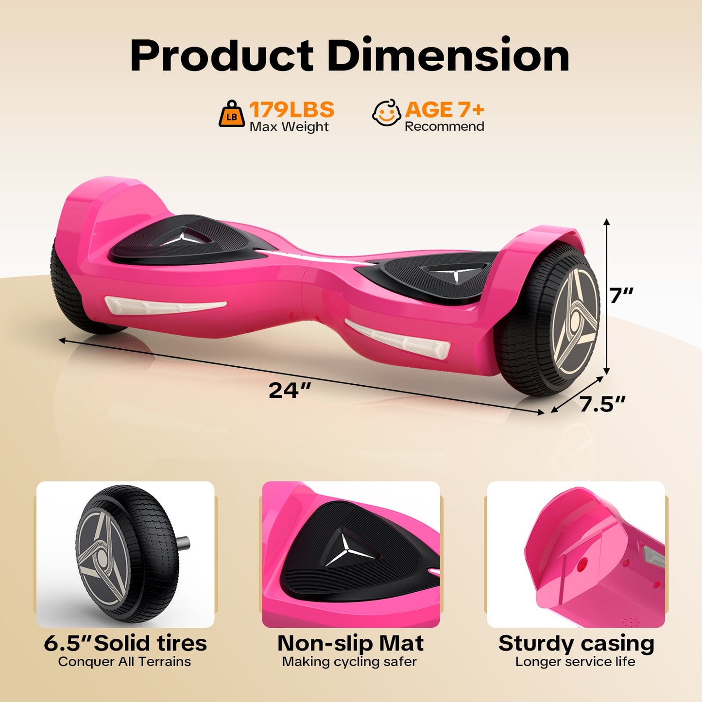 Hover Off Road Board Electric Scooter with LED Lights & 400W Motor, Kids Scooter with 9MPH Max Speed, Electric Scooter with Bluetooth Speakers, Tcdjtc Self-Balance Scooter for Kids