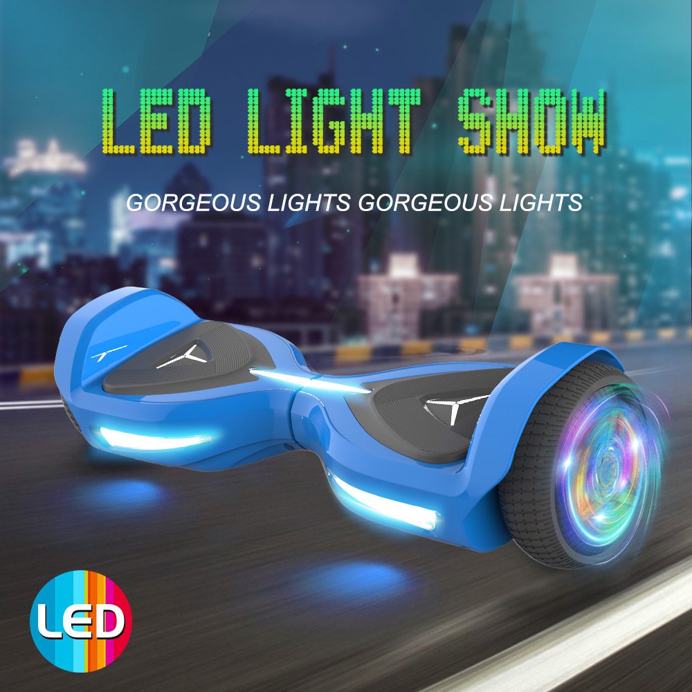 Hover Off Road Board Electric Scooter with LED Lights & 400W Motor, Kids Scooter with 9MPH Max Speed, Electric Scooter with Bluetooth Speakers, Tcdjtc Self-Balance Scooter for Kids