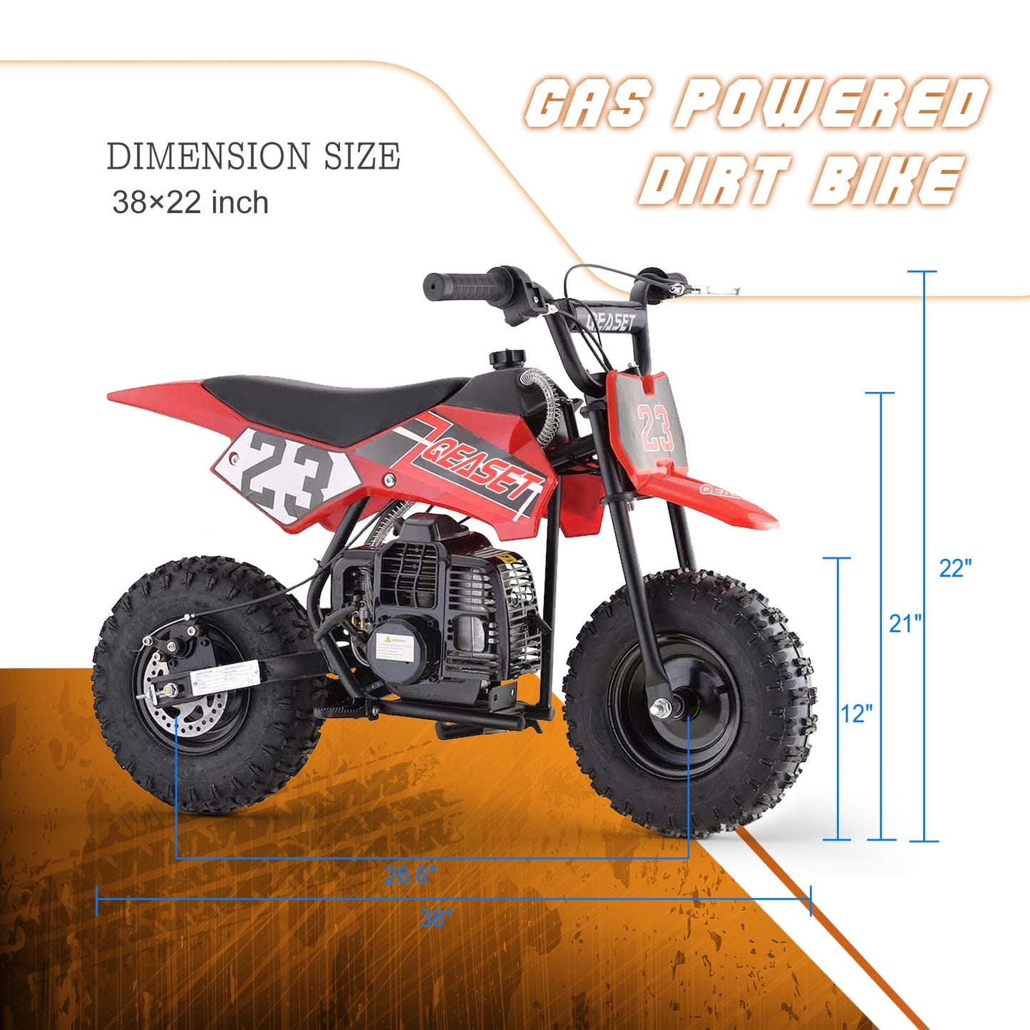QEASET Mini Kid Dirt Bike,49 CC 2-Stroke Gas Bike with Off-Rode Tire,up to 20Mph, EPA Approved(Red)
