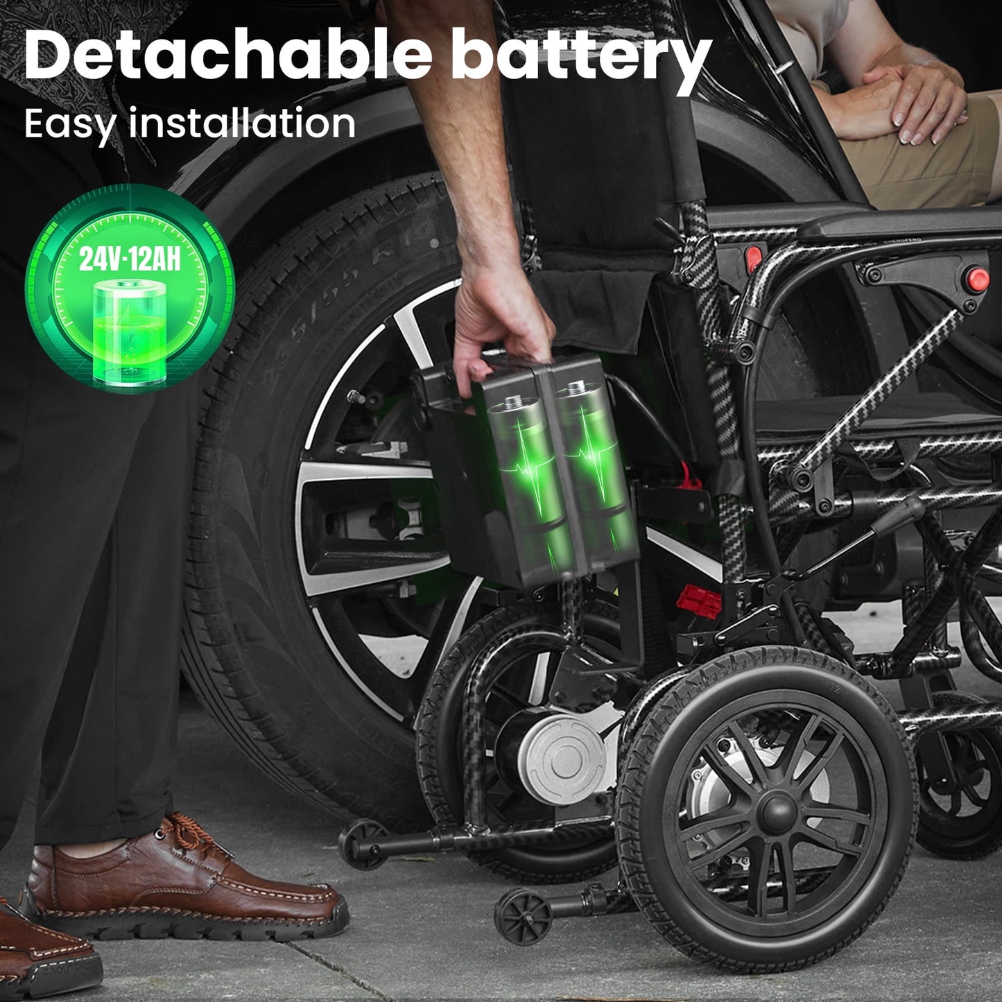 Arshin Electric Wheelchairs for Adults 20+ Miles Range,Silent Electric Wheelchair Lightweight Foldable with 360°Joystick,All Terrain Dual Motors,286+ lbs Capacity(Black)
