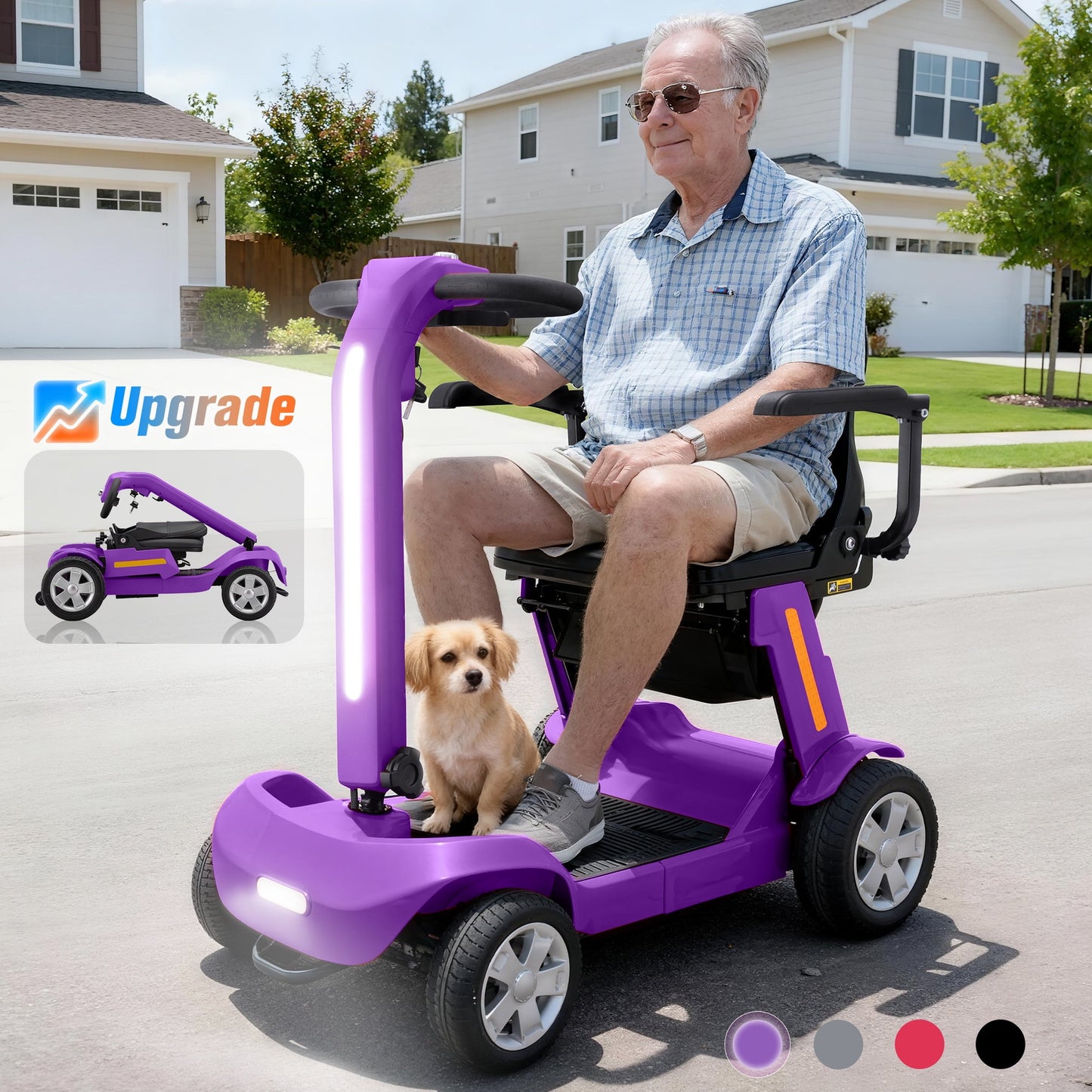 Upgrade Heavy Duty Mobility Scooter for Seniors-Electric Powered Wheelchair,Trunk-Friendly! Best Gift for Mom & Dad,Supports 300 lbs(Purple)