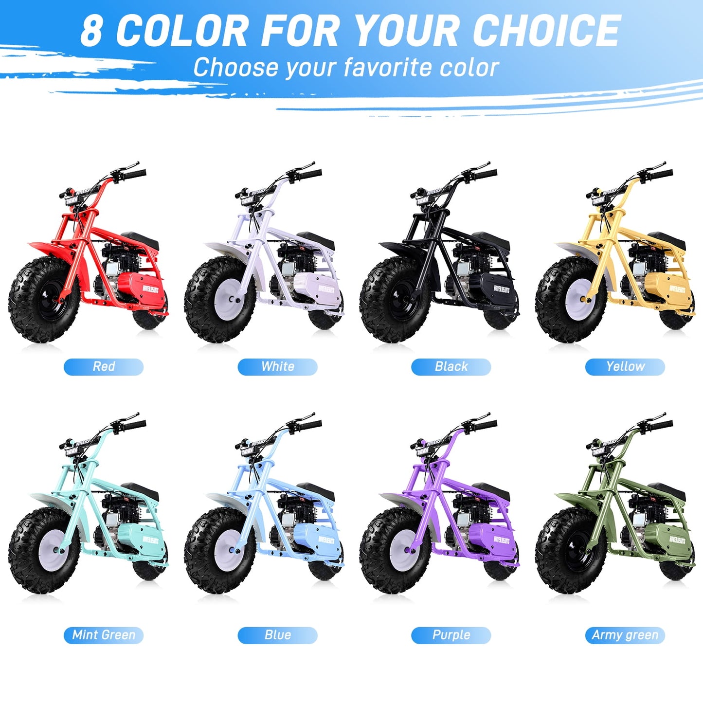 Aoemoe 99CC MB001 Gasoline Mini Dirt Bike,4-Stroke 18MPH Off Road Motorcycle, Weight Support Up to 165 LBS - Blue