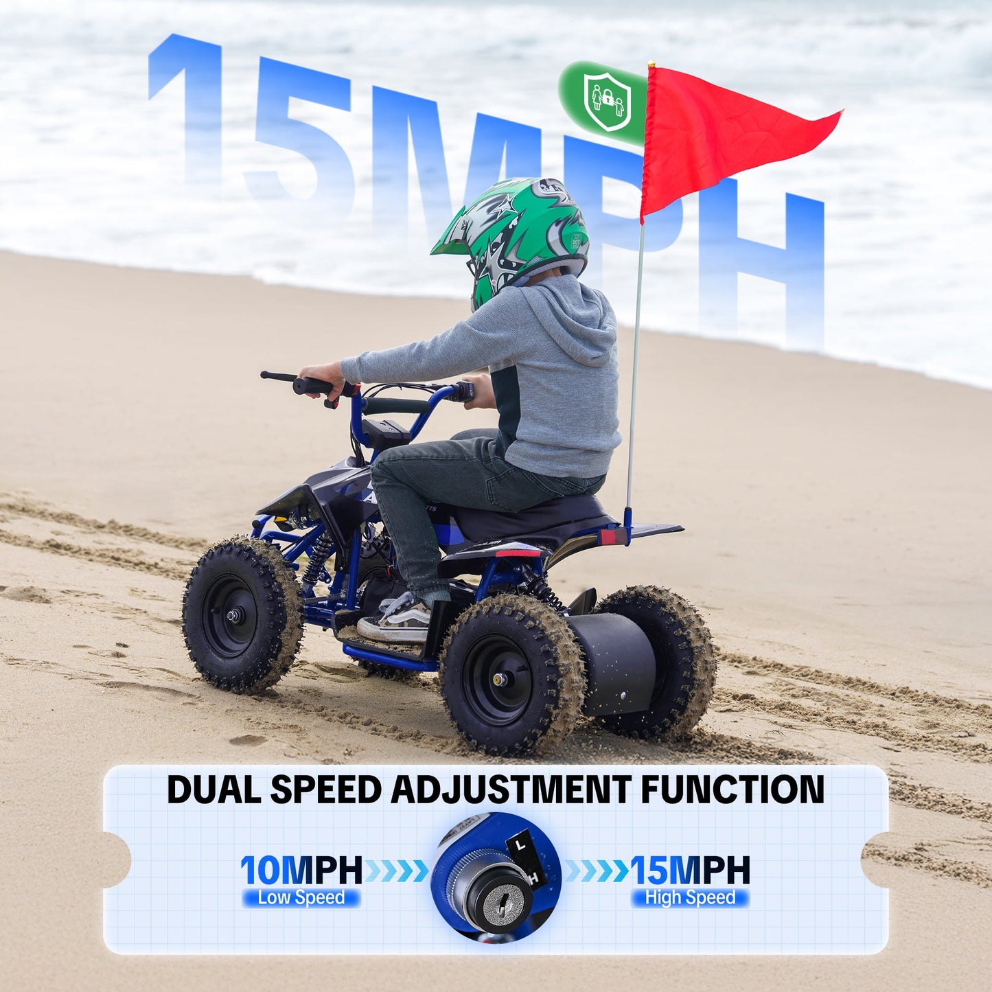 QEASET 500W Sport Ride – 15 mph Speed, 36V Battery, 45–60 Min Run Time, Blue
