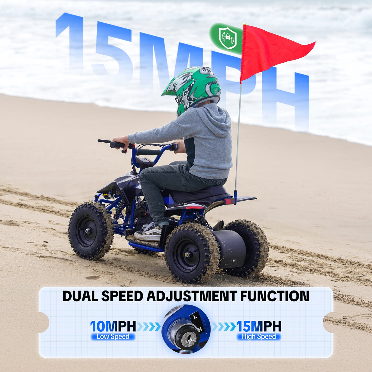 IVFJFV Off Road Electric Four Wheeler, Battery Powered Four Wheele with 12AH Battery & Dual Speed 10-15MPH, 36V Four Wheeler Equipped with 500W Motor, Front & Rear Shock Absorbers, Disc Brake,ORANGE