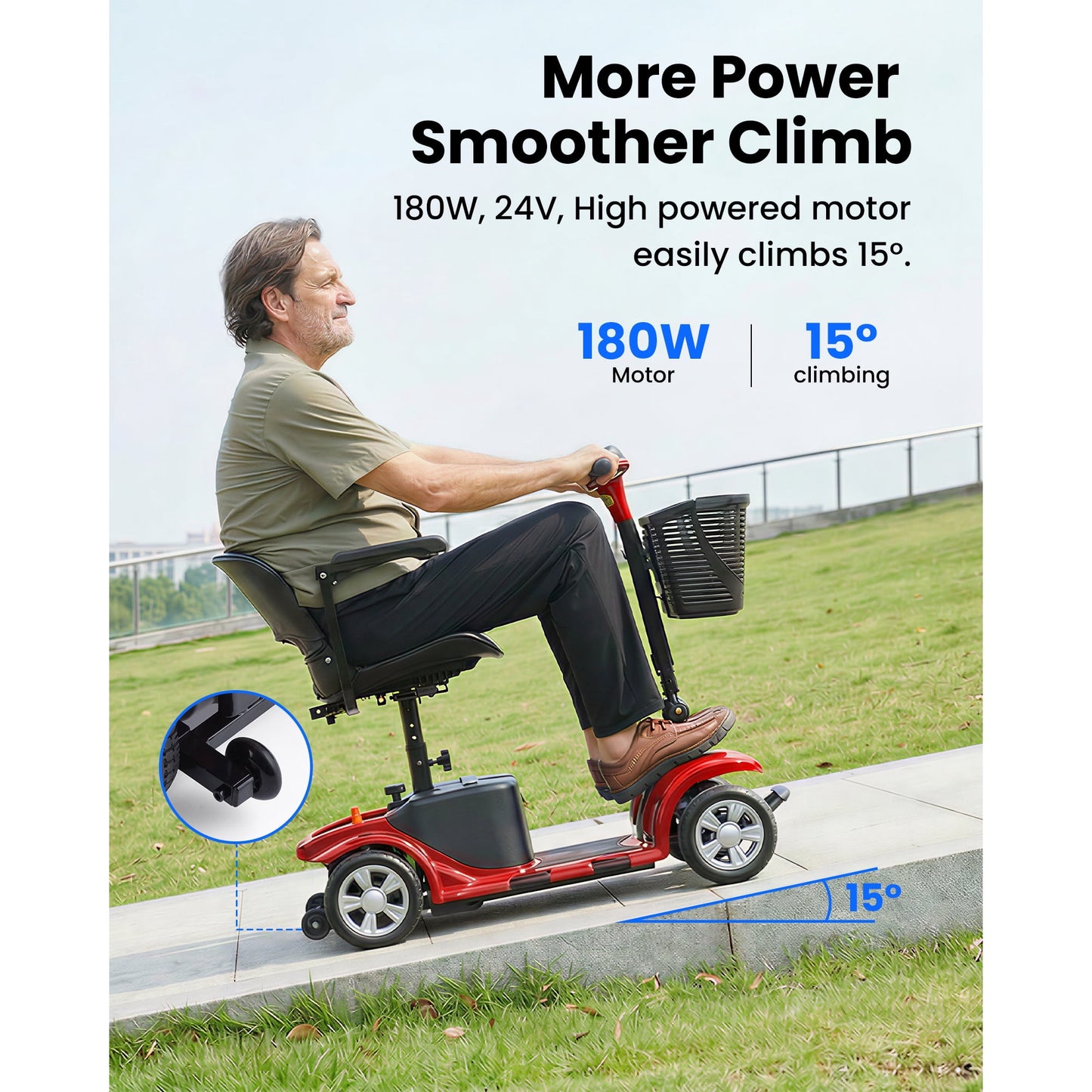 QEASET 4 Wheel Mobility Scooter,Mobility Scooter for Adults, Senior, Electric Powered Chargeable Device for Travel,Mother's Day gift