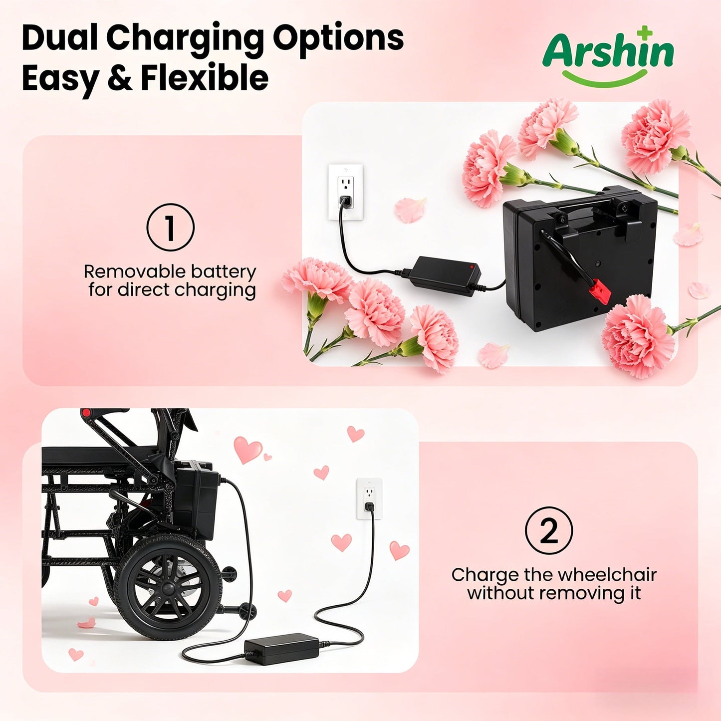 Foldable Electric Wheelchair,20+ Miles,360°Joystick,Gift for Mom on Mother's Day(Black)
