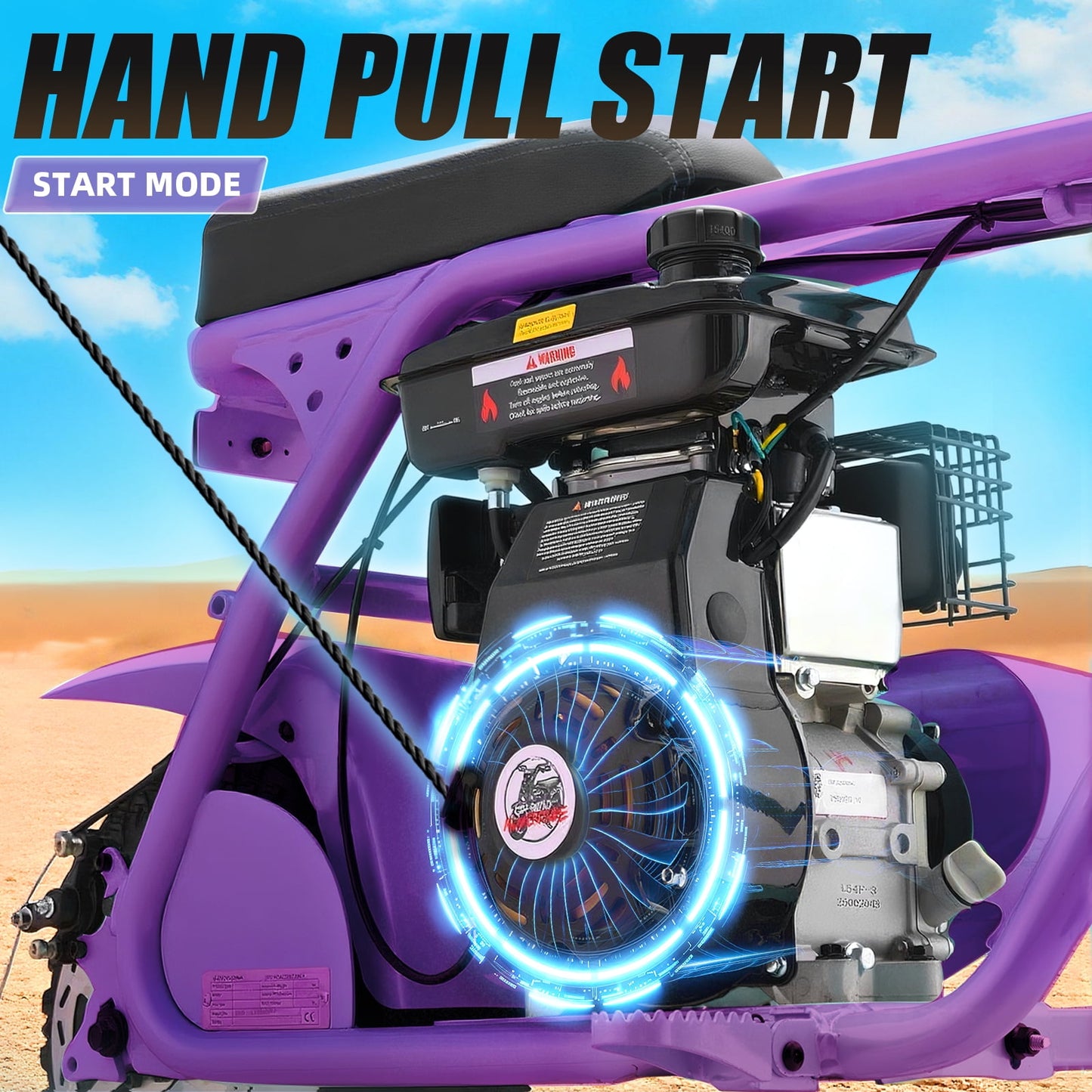 QEASET 99cc Dirt Bike, Gas Powered, 4-Stroke with LED Headlight, 25MPH Minibike Trail Bike, Pull Start, Poucket Bike for Teenager and Adult, Summer Gift
